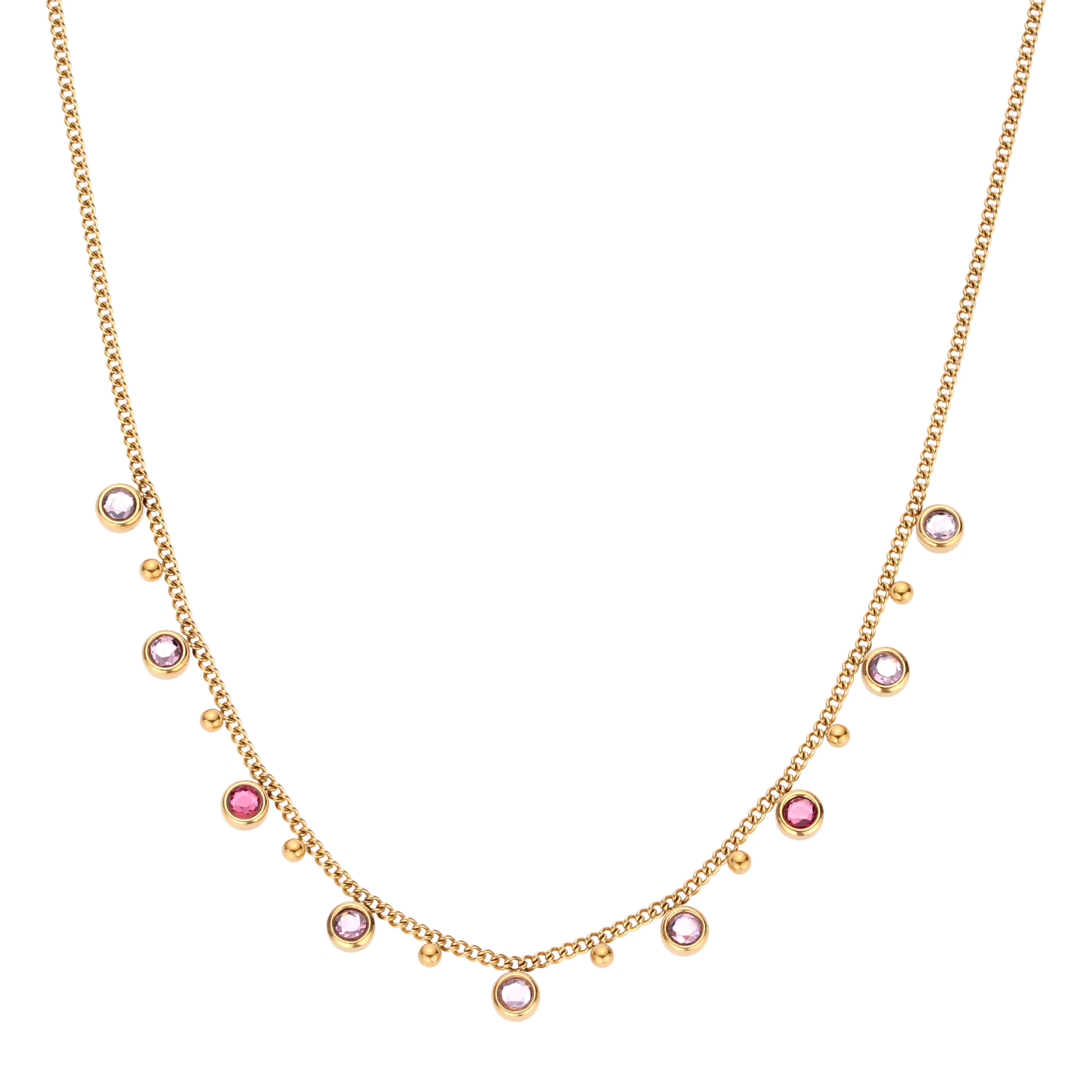 Grace Gold Pink Droplet Necklace