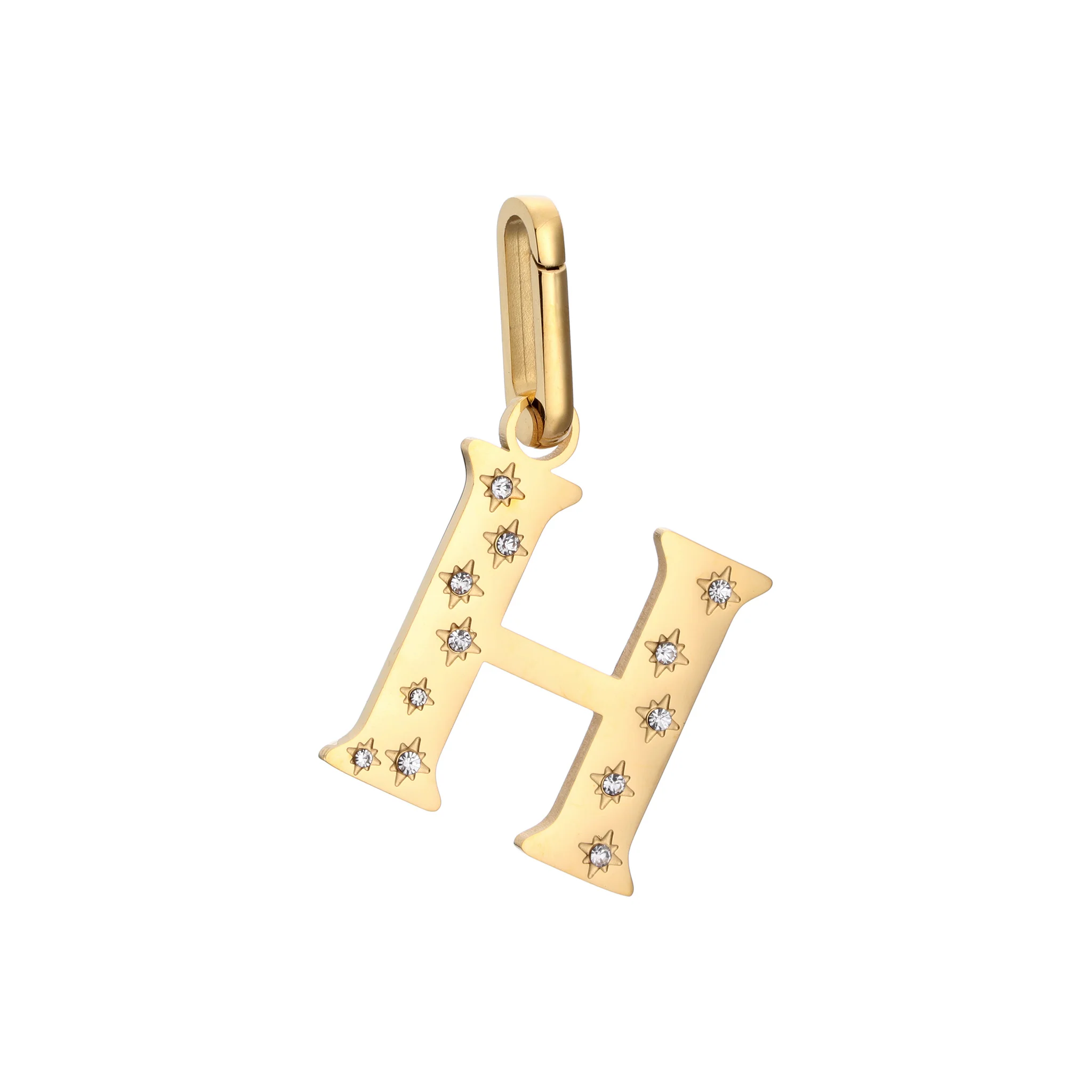 H Minnie Gold Crystal Star Letter Charm
