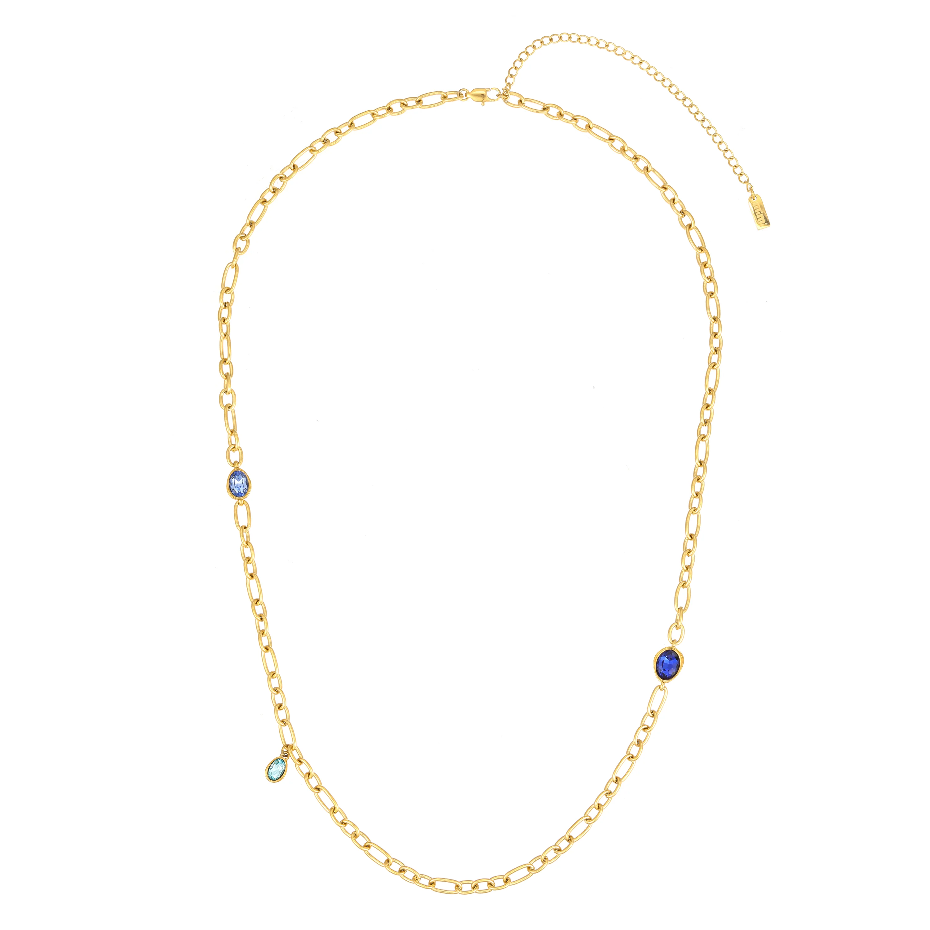Hannah Gold Blue Tonal Chunky Chain Necklace