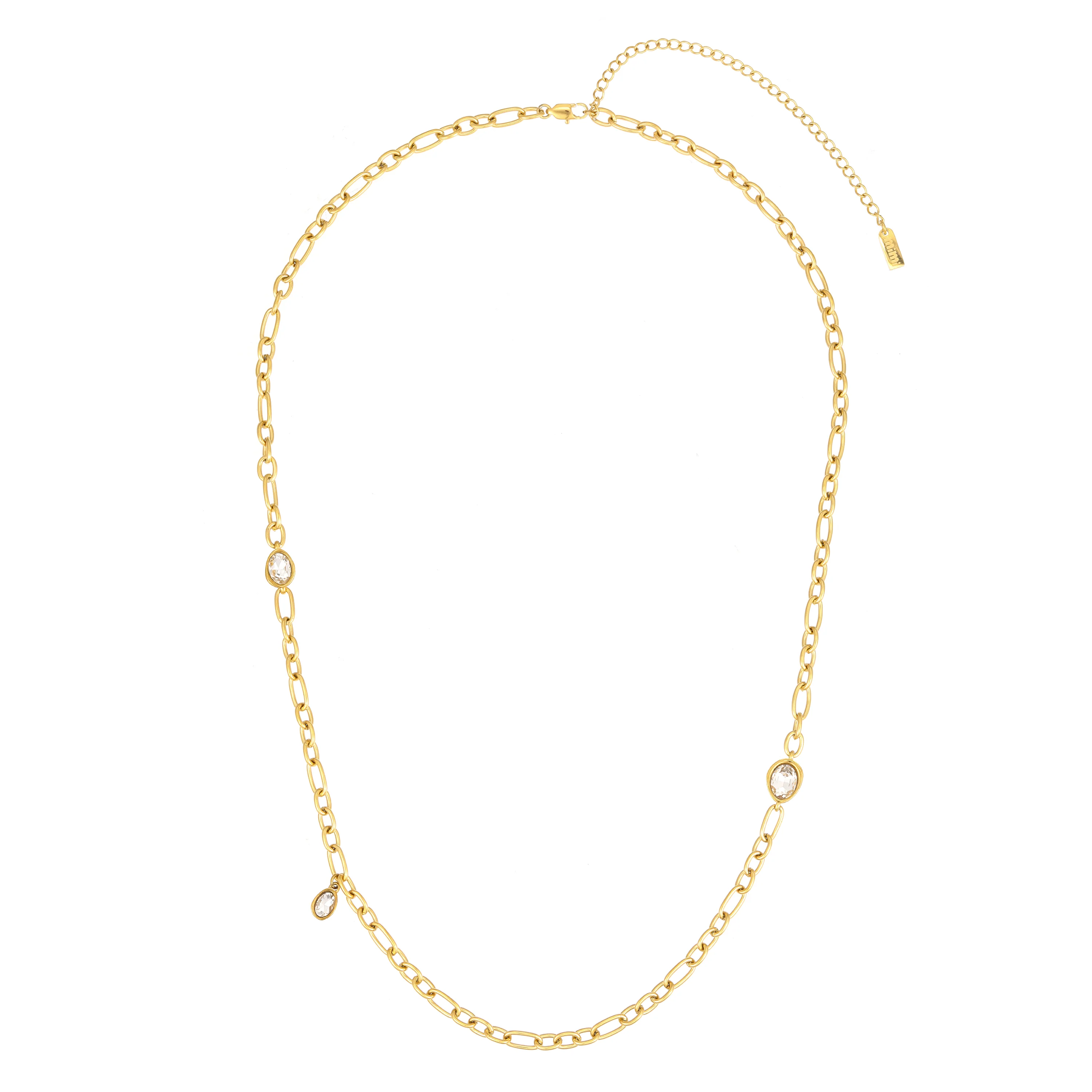 Hannah Gold Crystal Tonal Chunky Chain Necklace