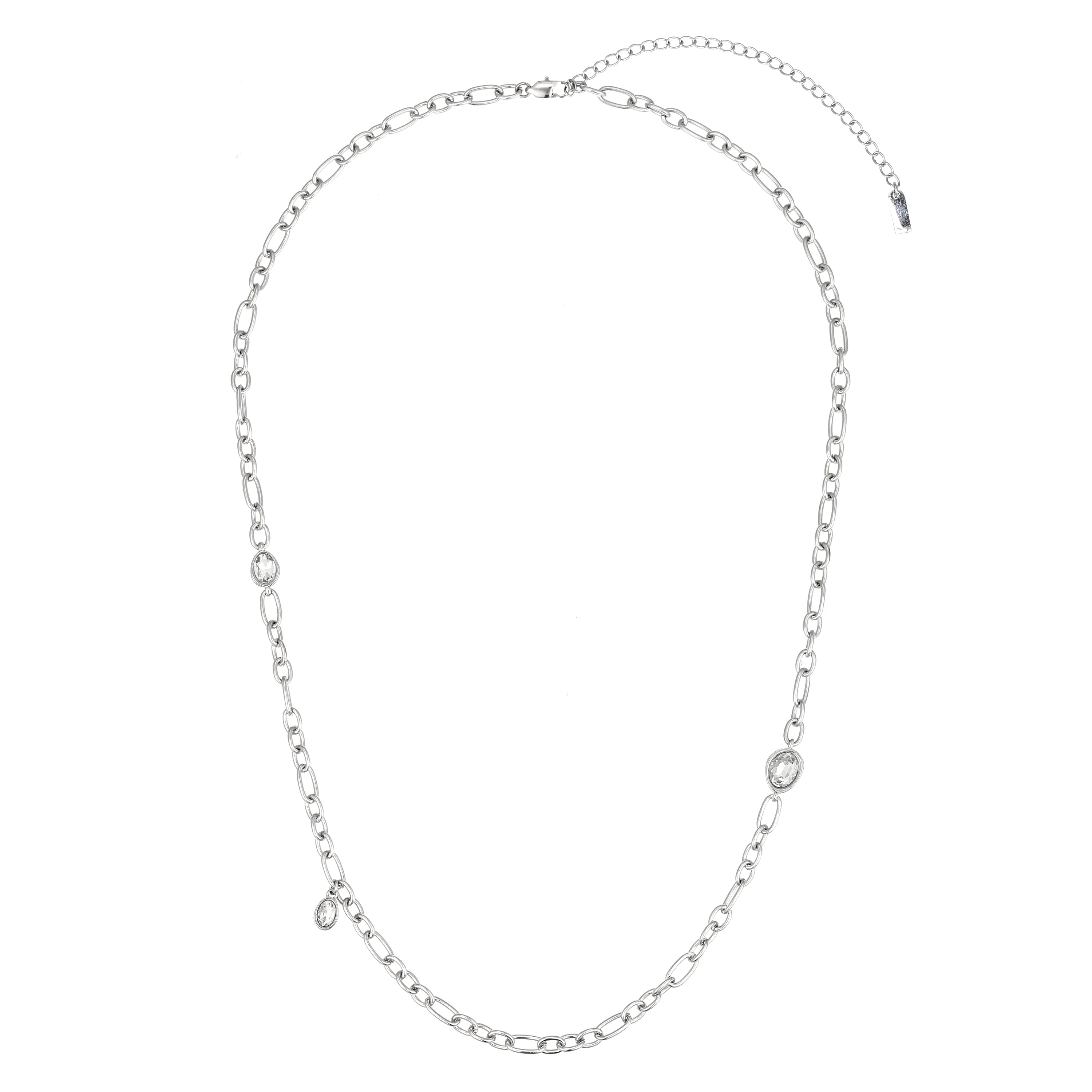Hannah Silver Crystal Tonal Chunky Chain Necklace