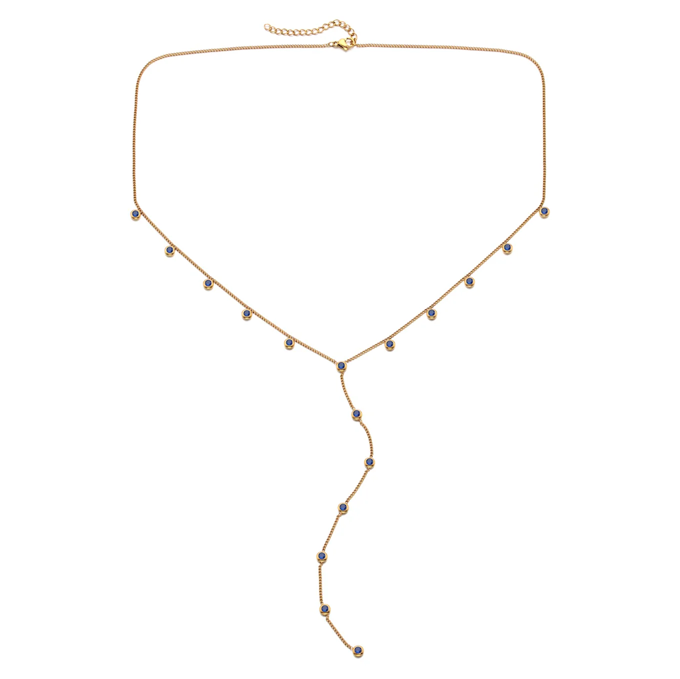 India Gold Blue Droplet Necklace