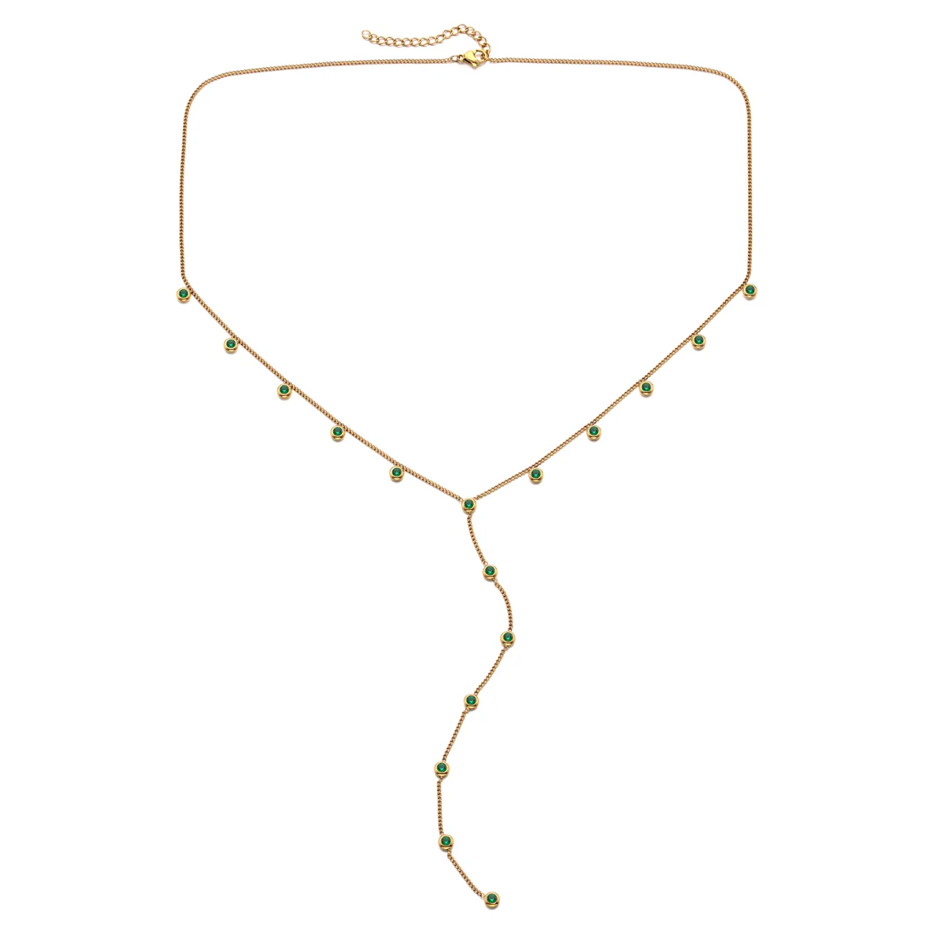 India Gold Green Droplet Necklace