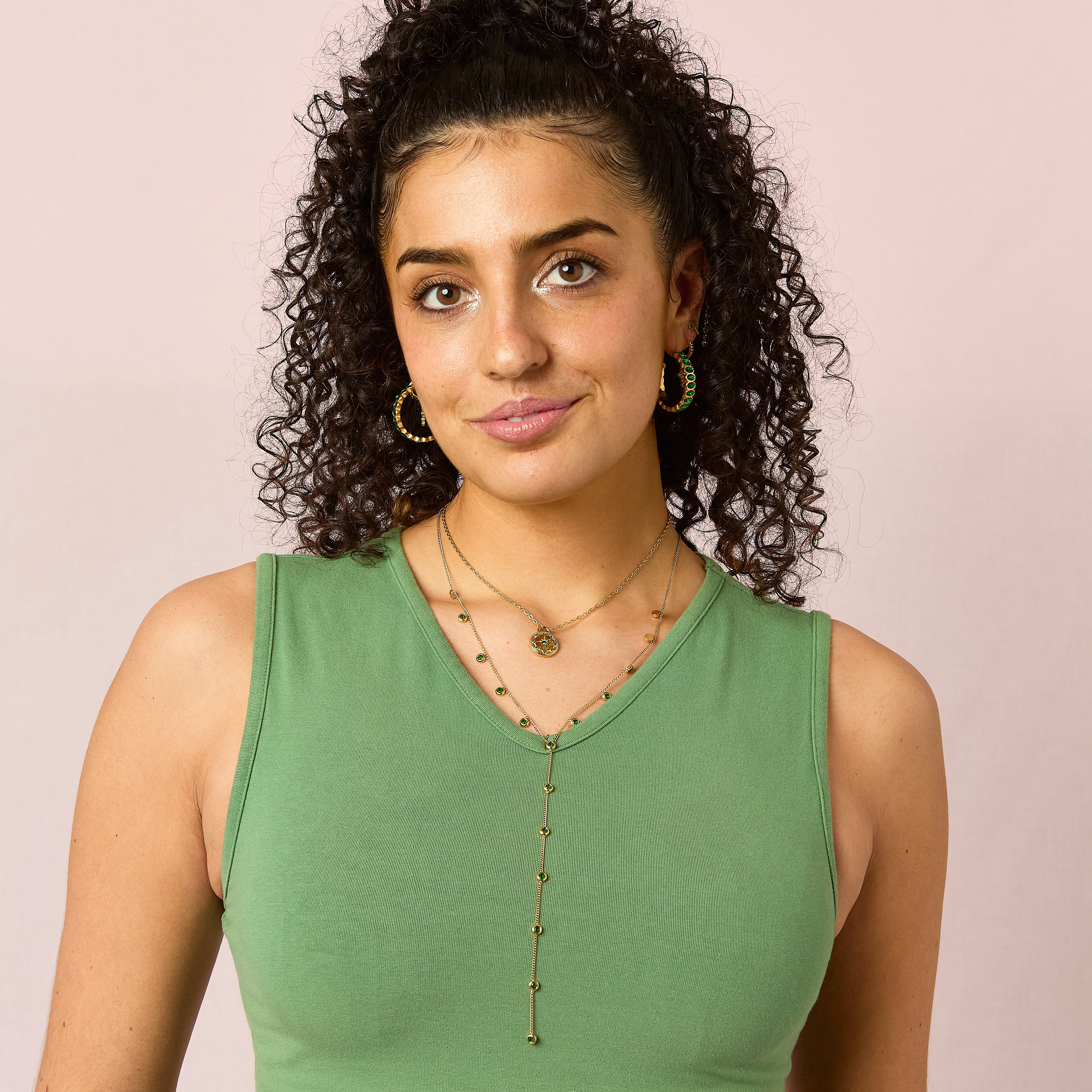 Sasha Gold Green Compass Necklace - Image 4