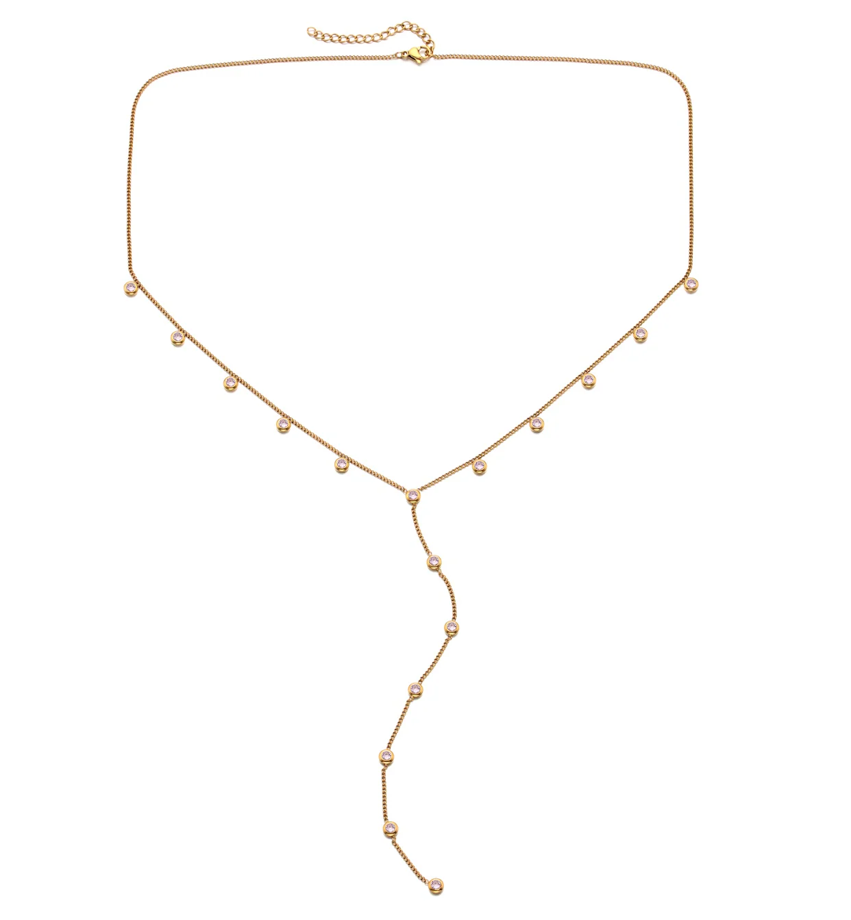 India Gold Pink Droplet Necklace