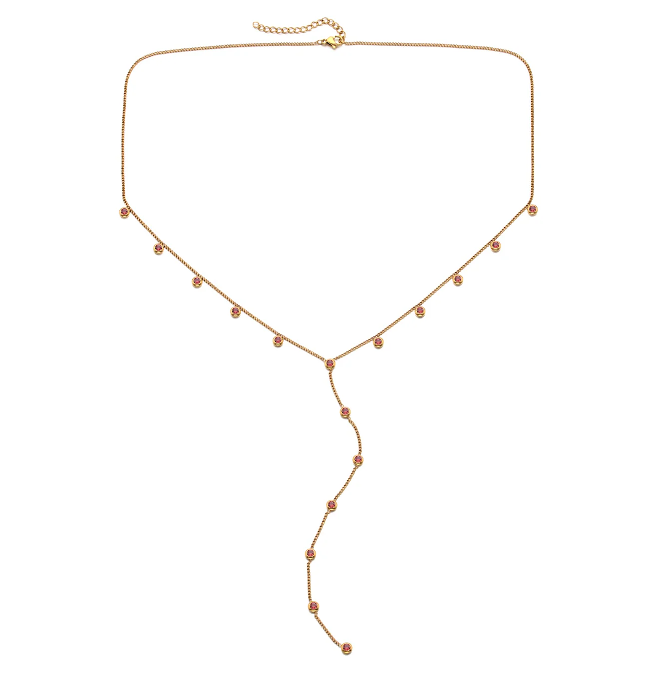 India Gold Red Droplet Necklace