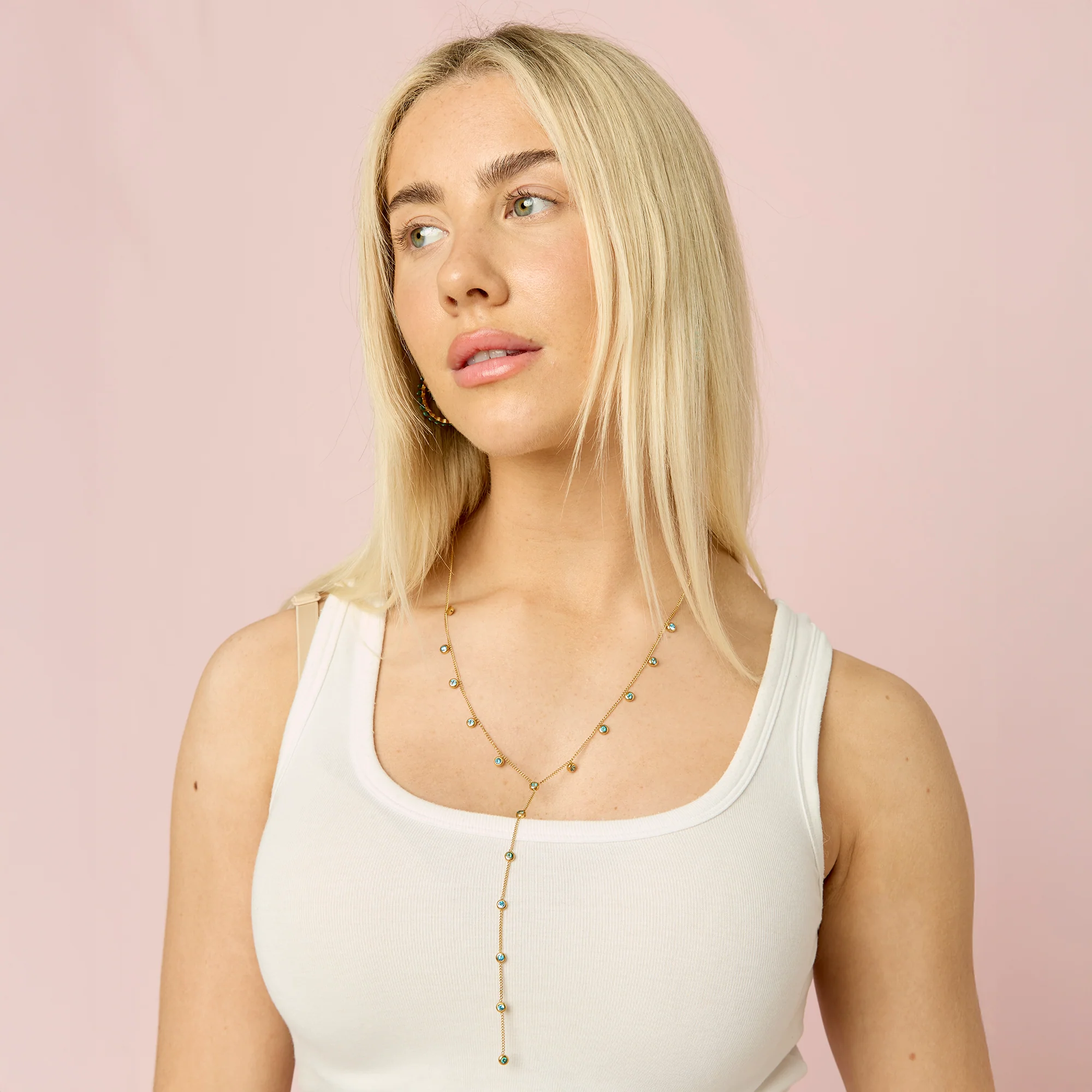 India Gold Turquoise Droplet Necklace - Image 6
