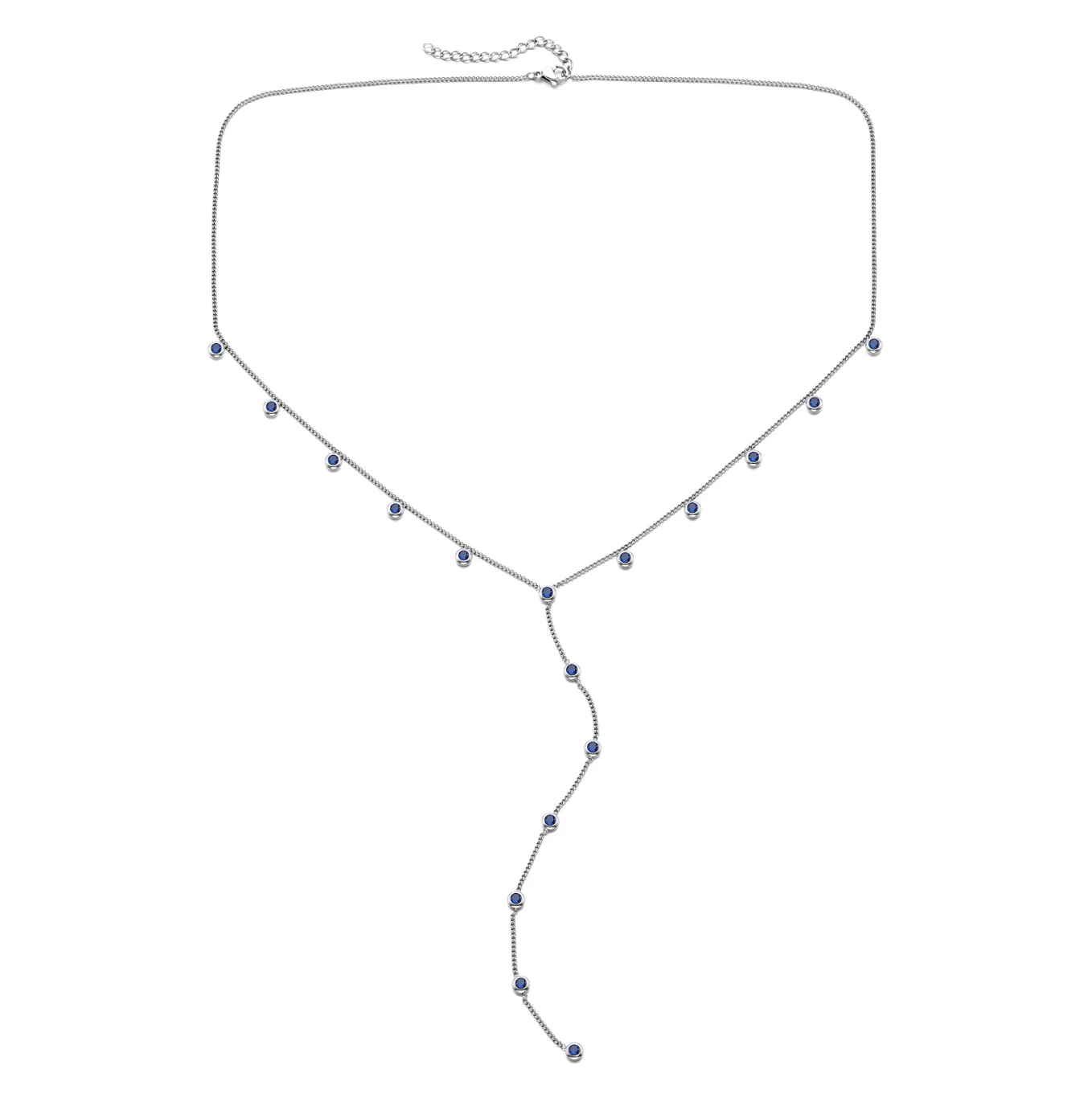 India Silver Blue Droplet Necklace