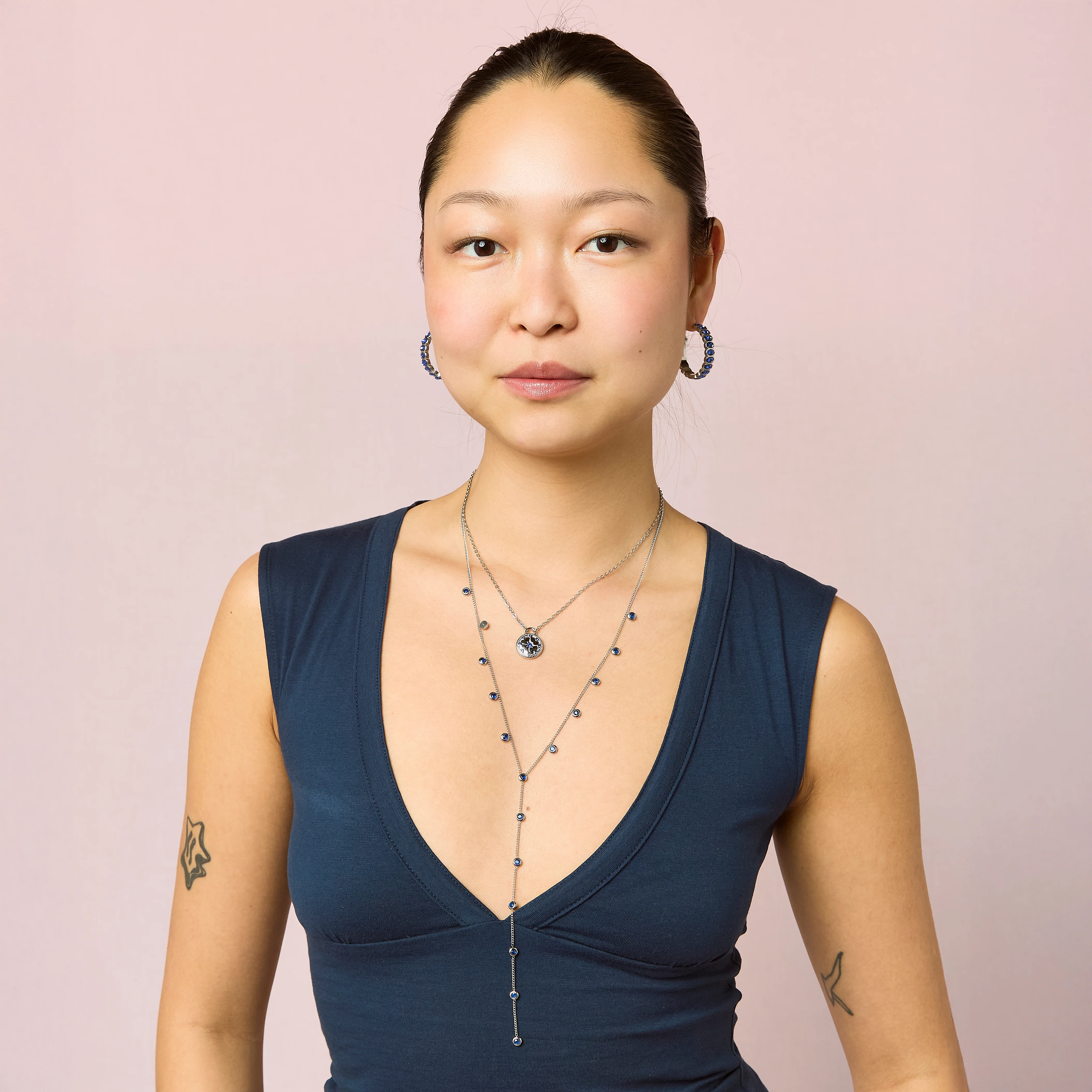 Sasha Silver Blue Compass Necklace - Image 3