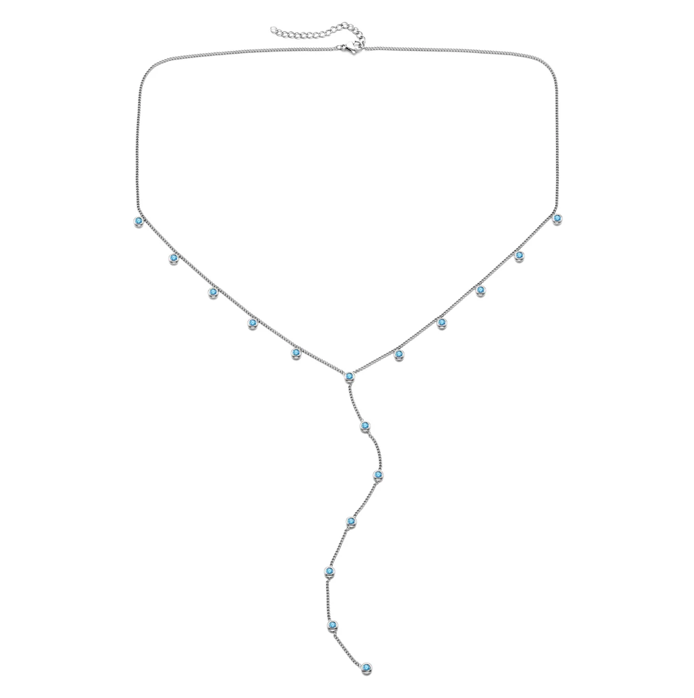 India Silver Turquoise Droplet Necklace