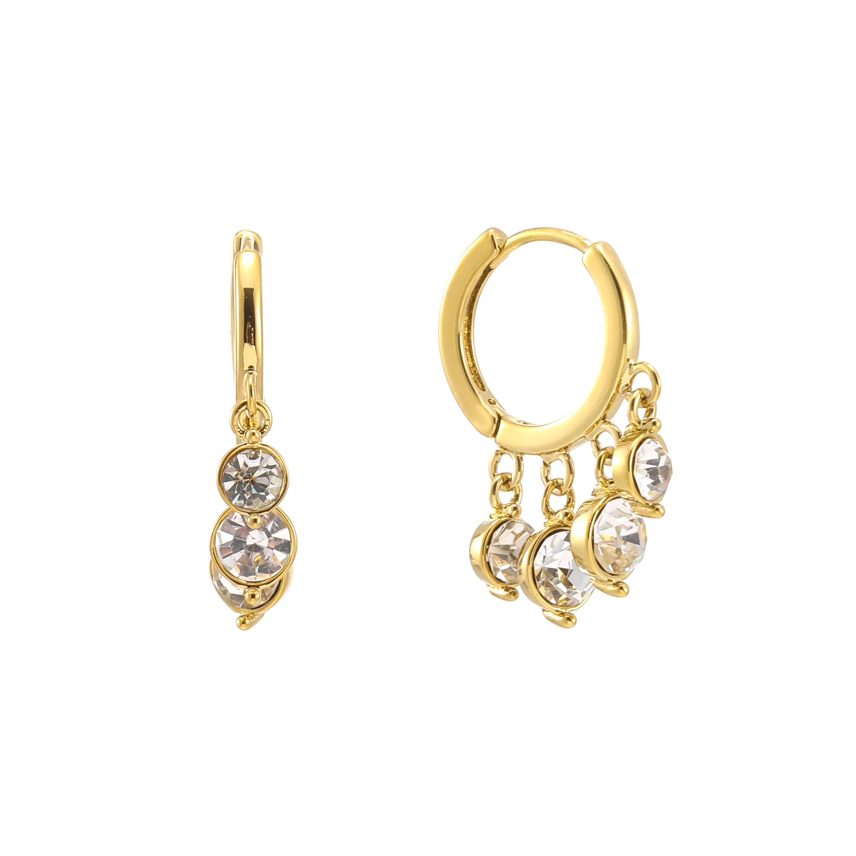 Iris Gold Crystal Waterfall Huggie Earrings