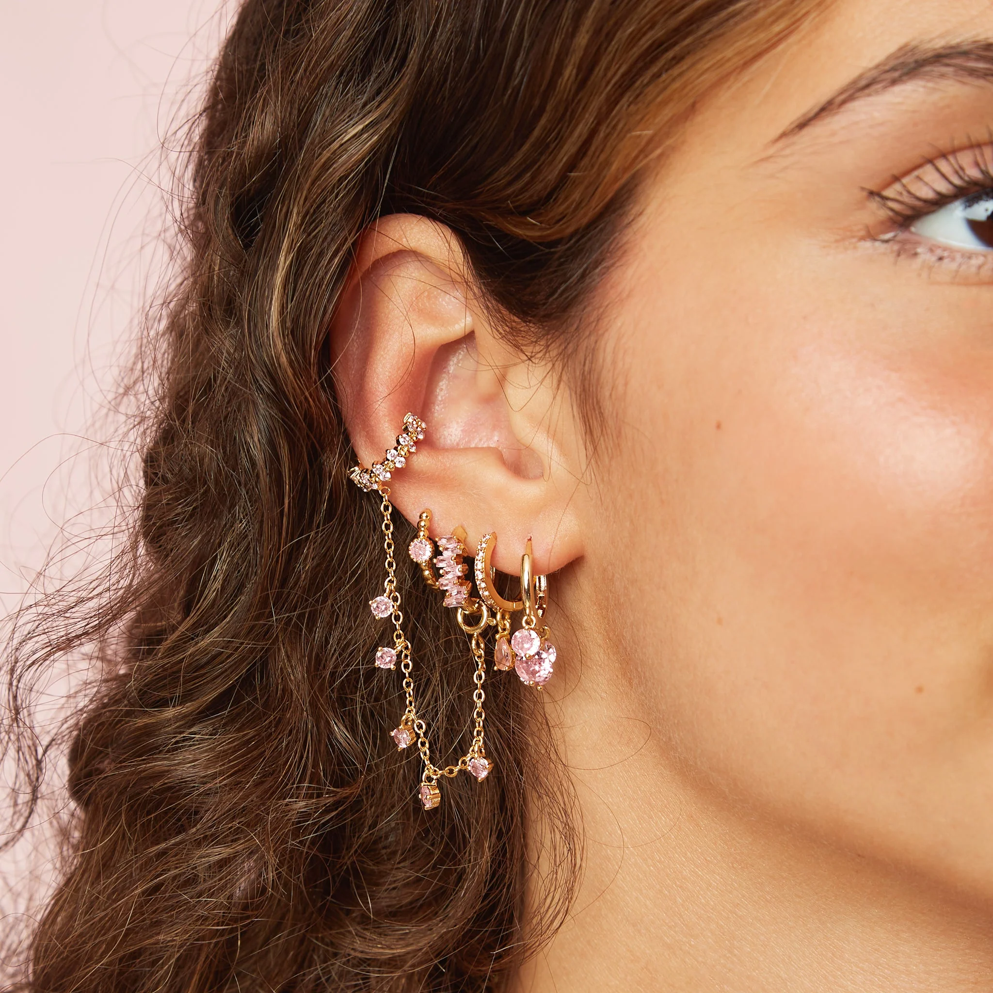 Wholesale Iris Waterfall Huggie Earrings - Image 20
