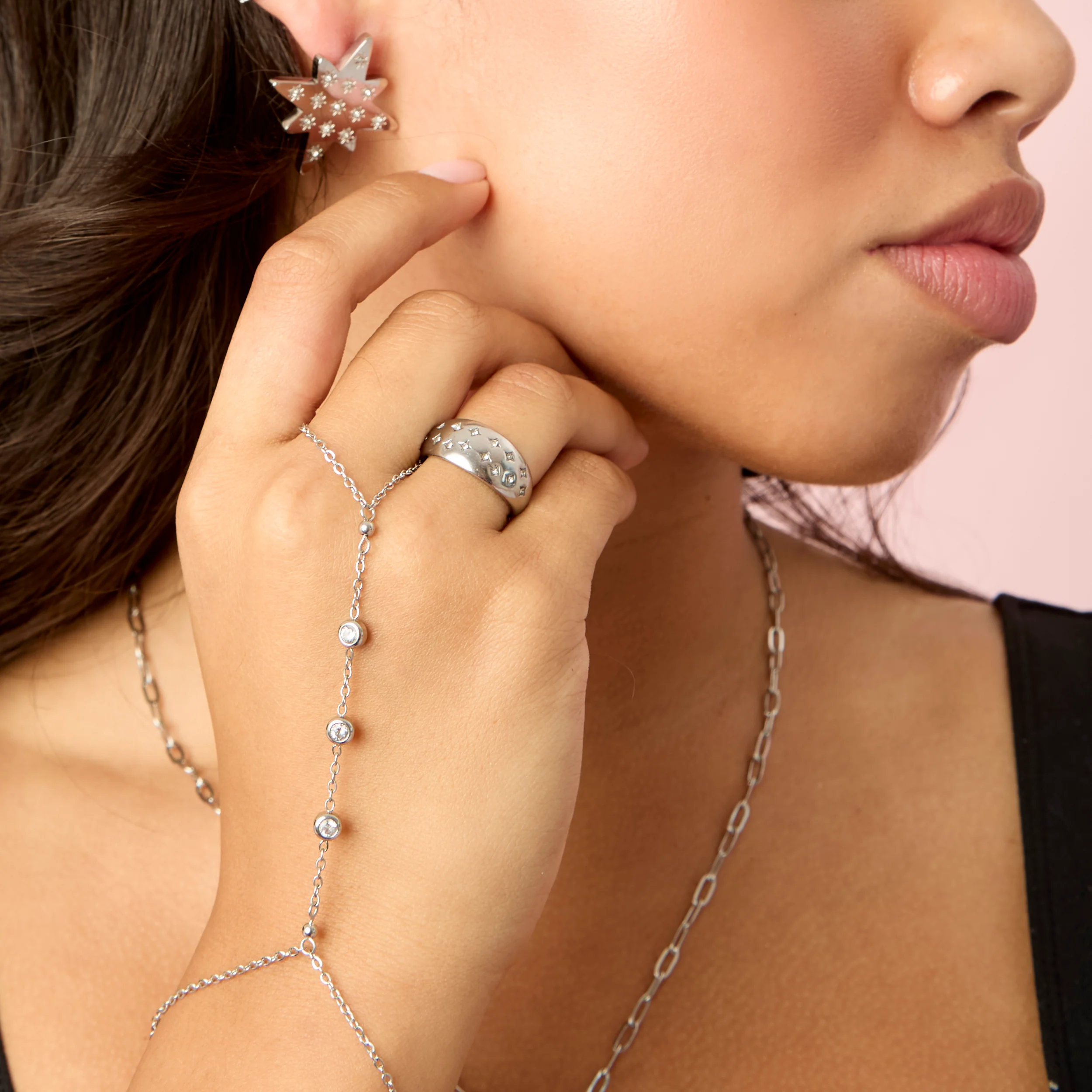 Isabel Silver Crystal Chubby Star Ring - Image 2