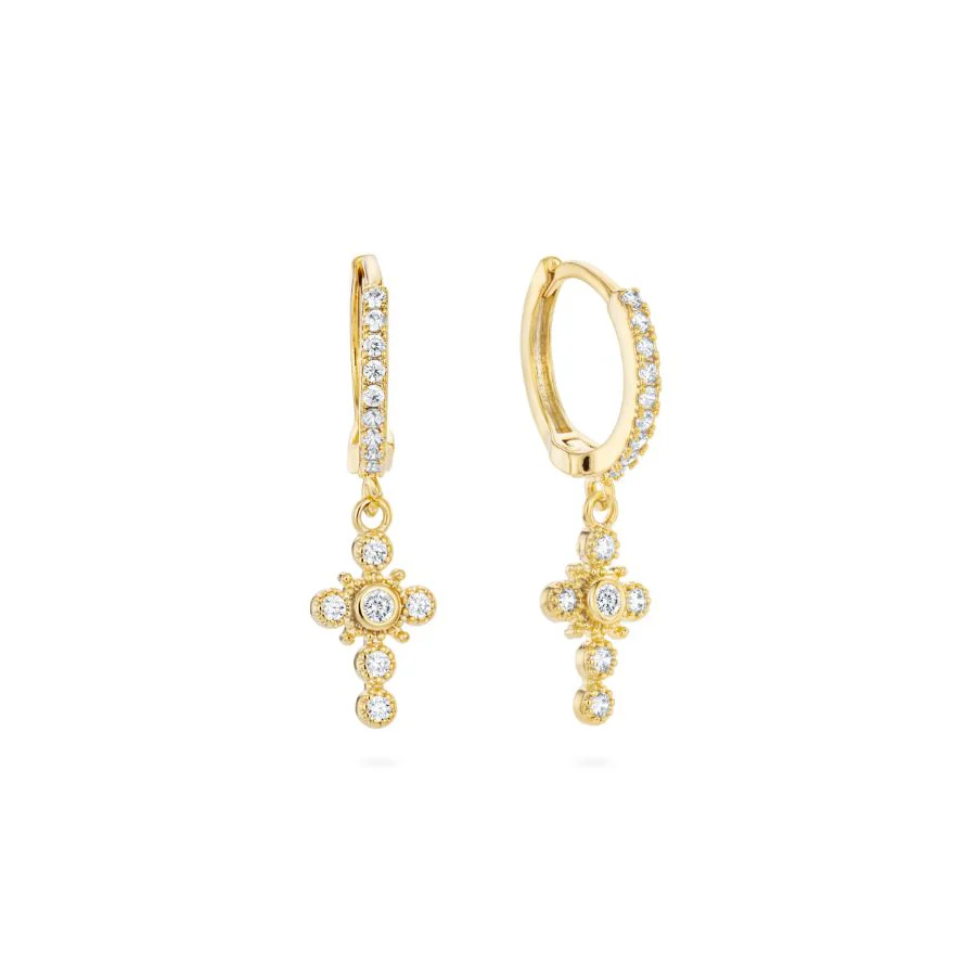 Wholesale Isabella Cross Huggie Earrings