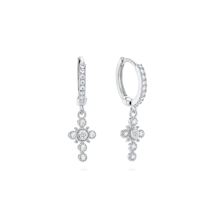 Wholesale Isabella Cross Huggie Earrings - Image 2