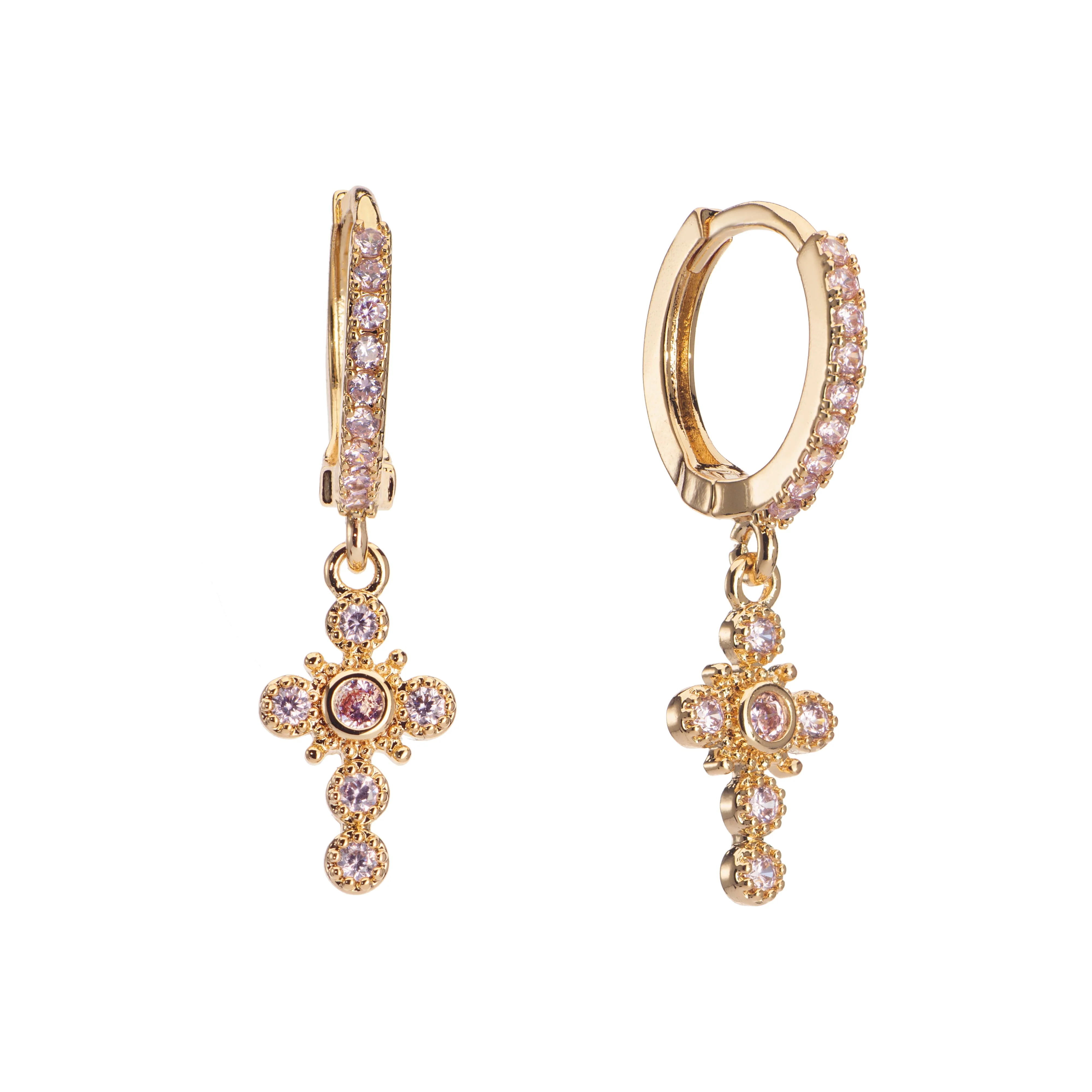 Wholesale Isabella Cross Huggie Earrings - Image 4