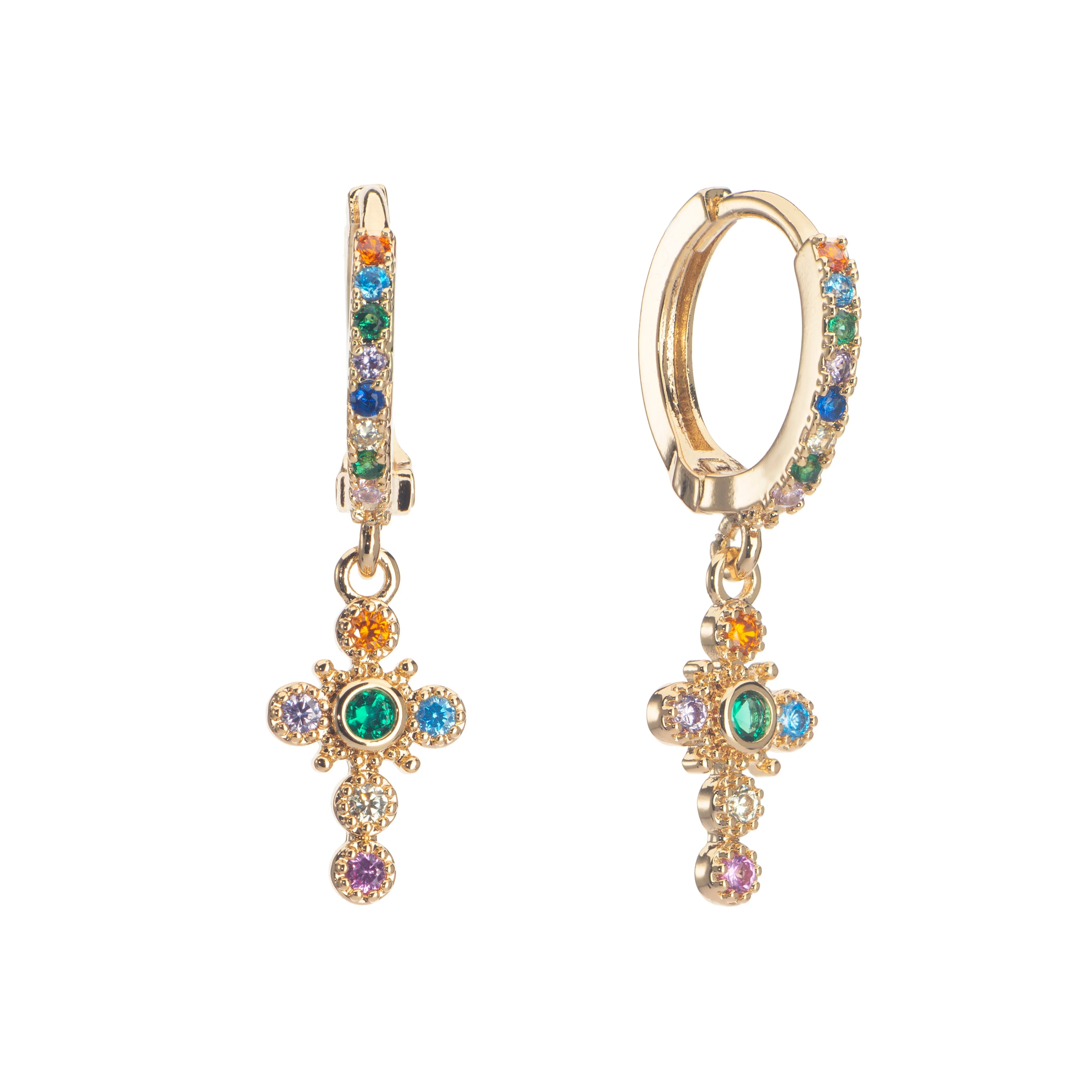 Wholesale Isabella Cross Huggie Earrings - Image 5