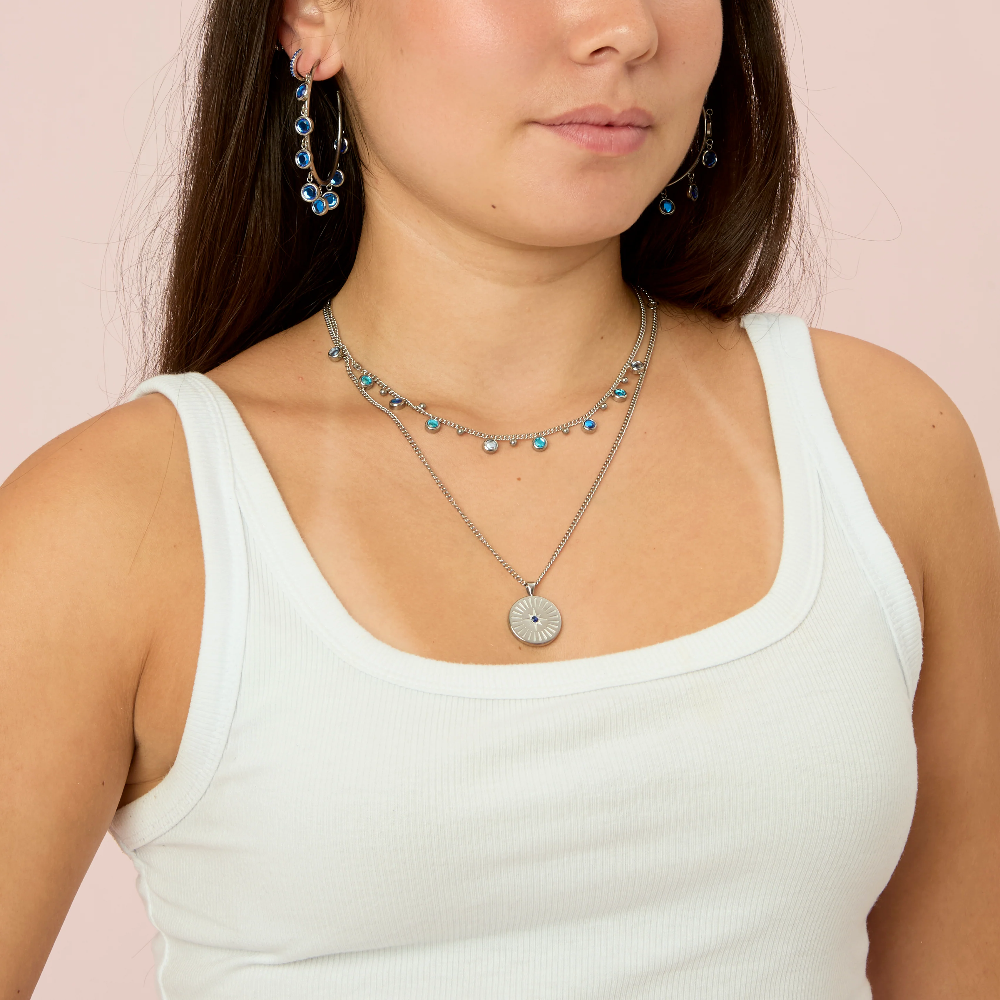 Izzy Silver Blue Star Pendant Necklace - Image 2
