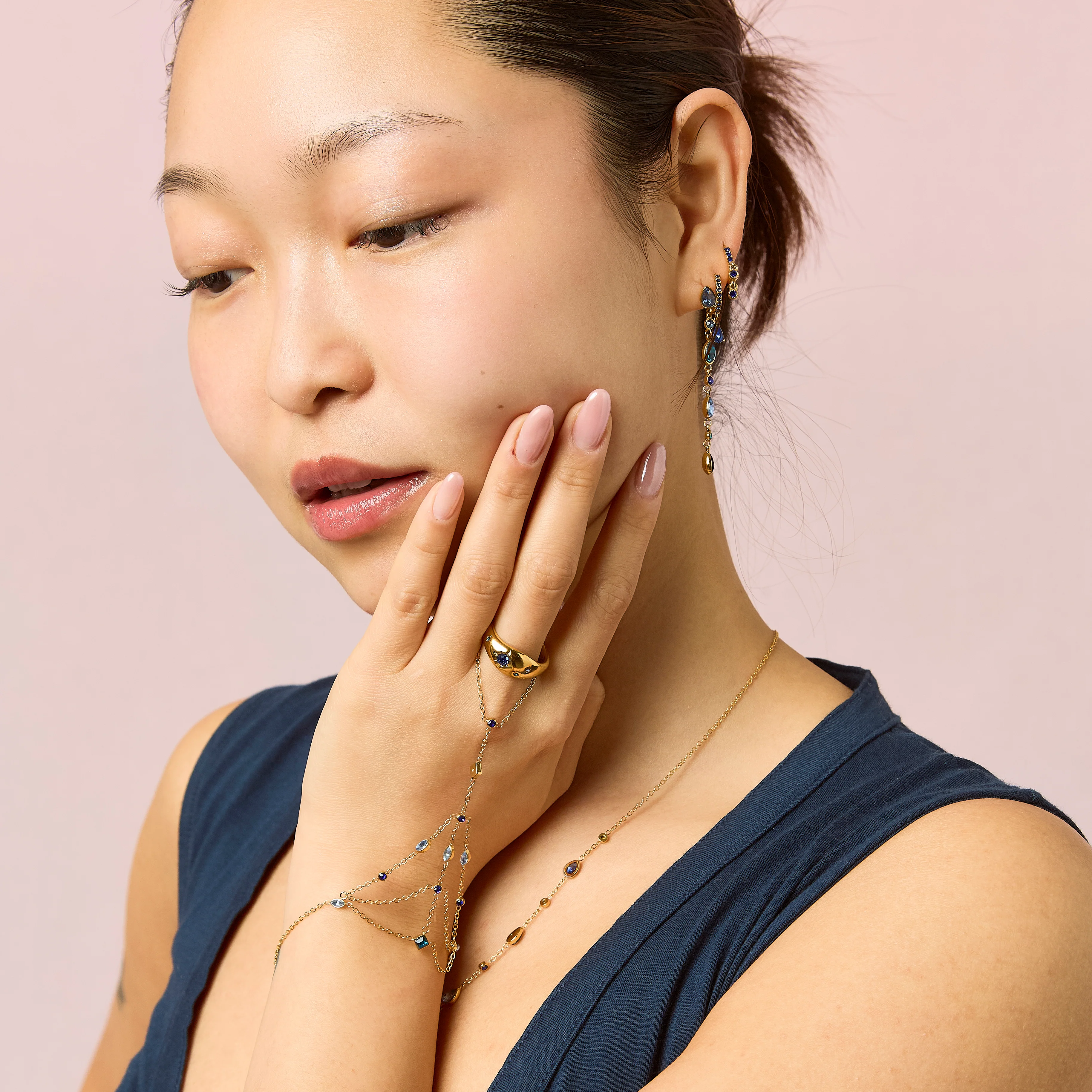Julie Gold Blue Cosmic Chunky Star Ring - Image 3
