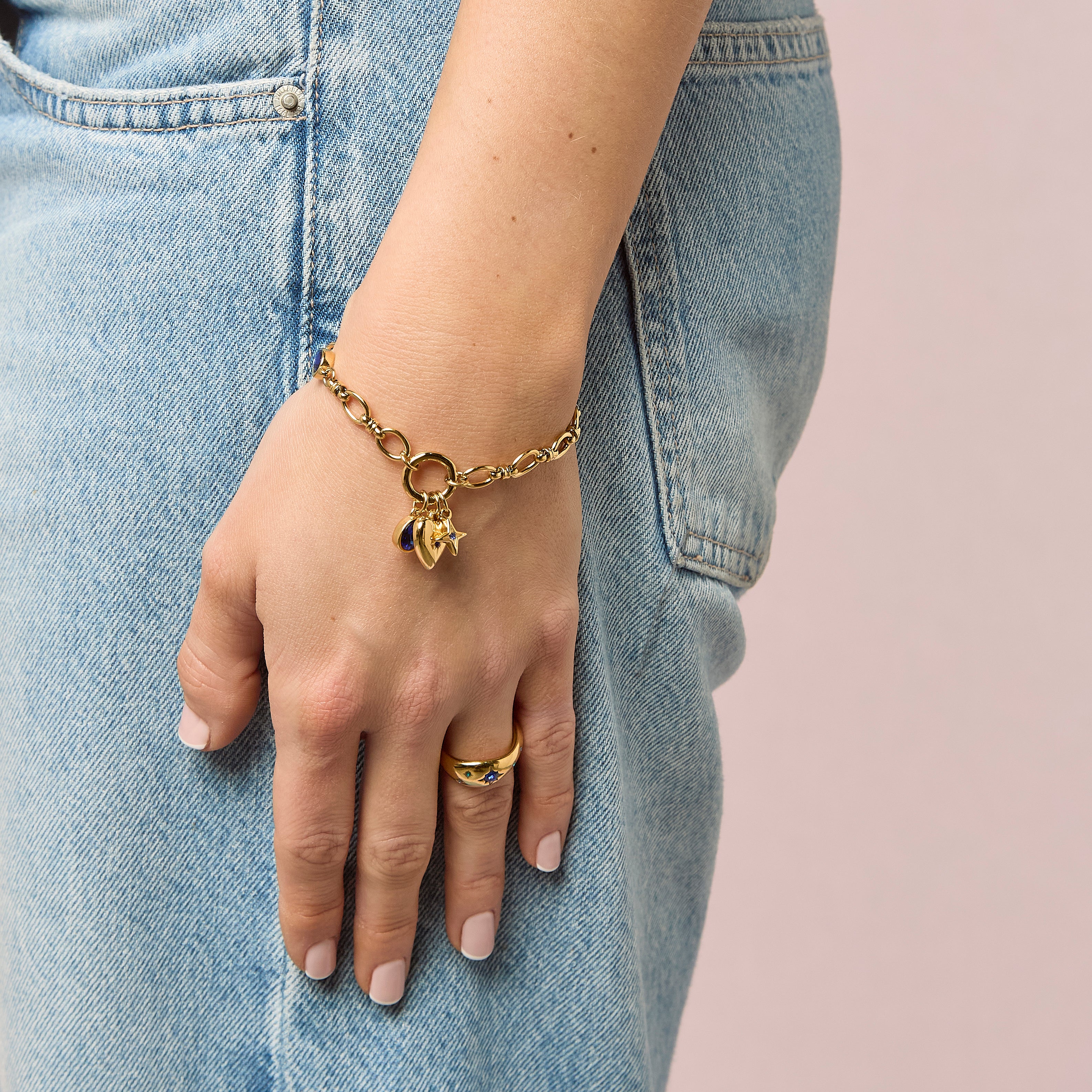 Charli Gold Blue Charm Bracelet - Image 2