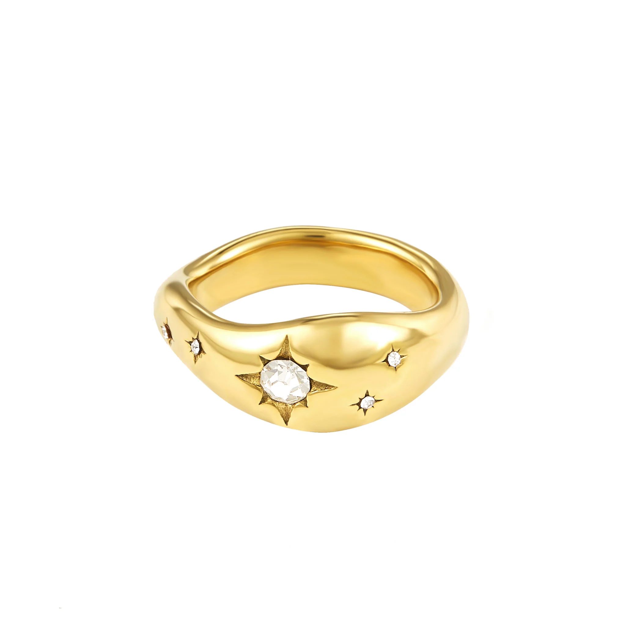 Julie Gold Crystal Cosmic Chunky Star Ring
