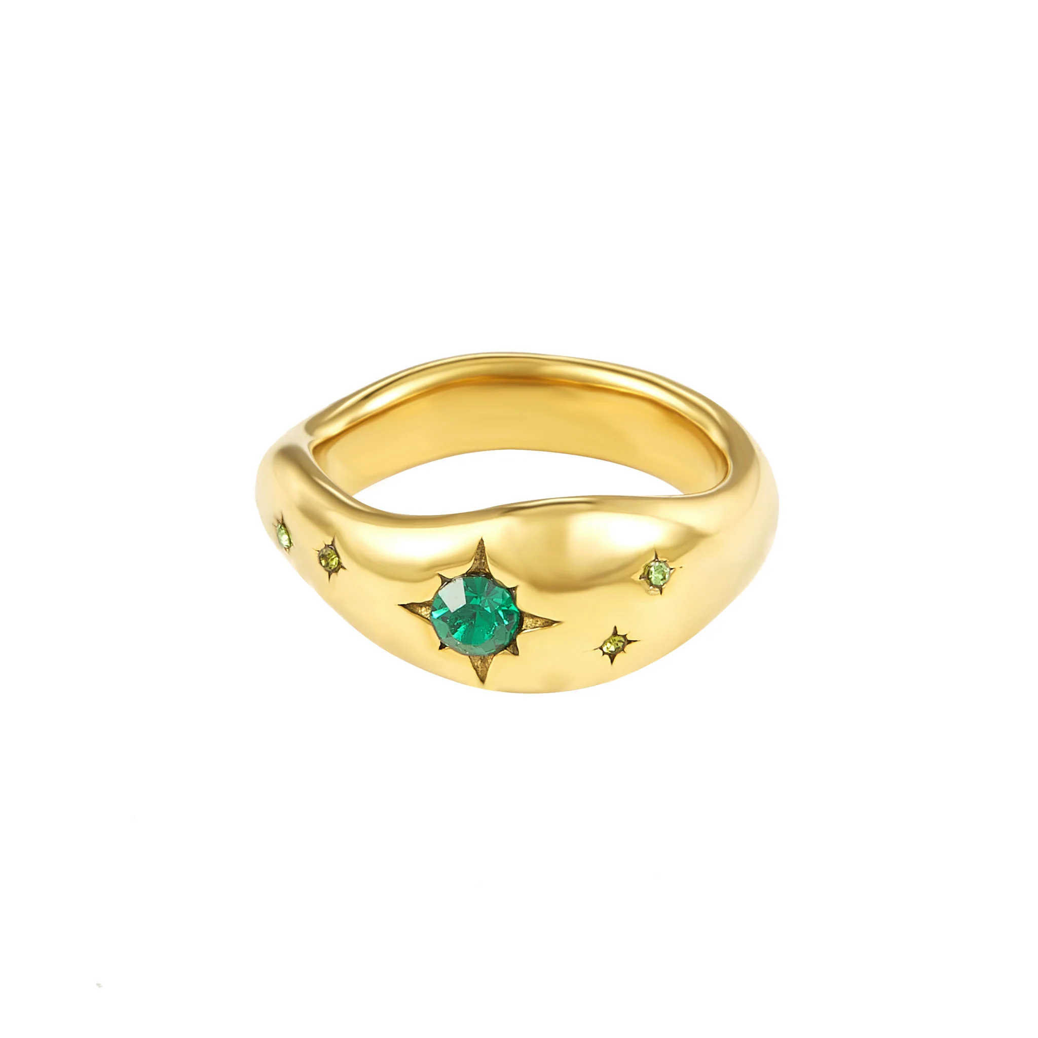 Julie Gold Green Cosmic Chunky Star Ring