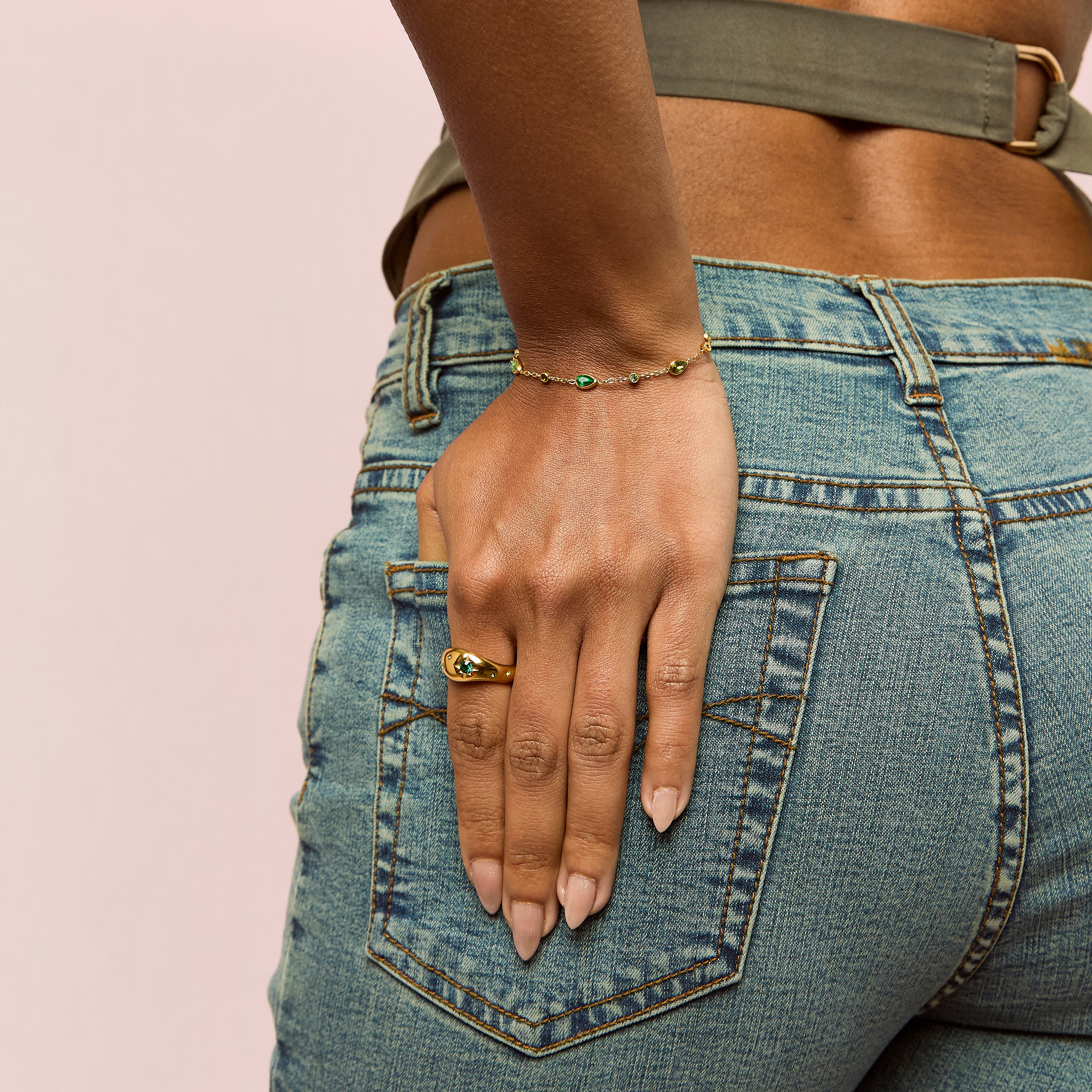 Beatrice Gold Green Bracelet - Image 2