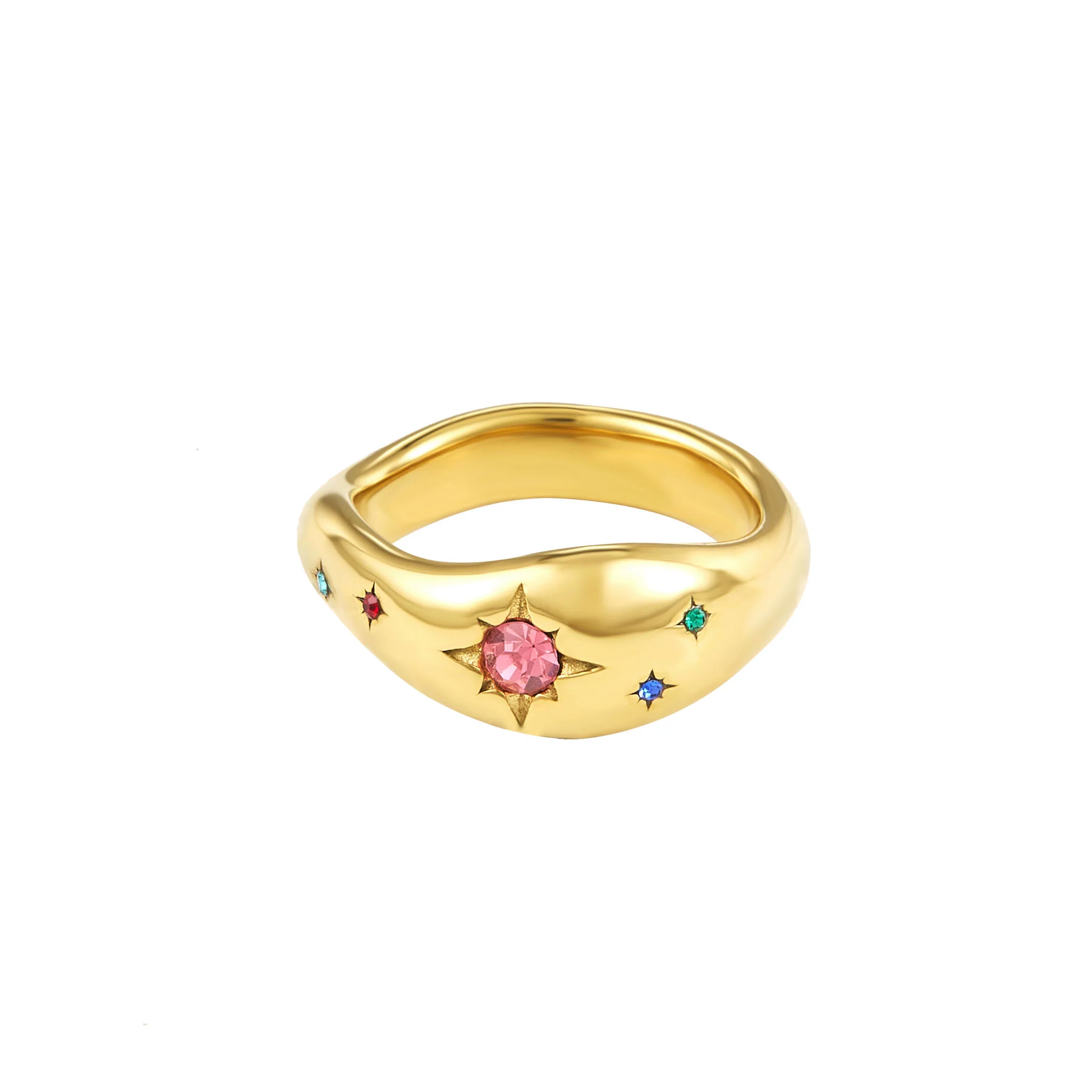 Julie Gold Rainbow Cosmic Chunky Star Ring