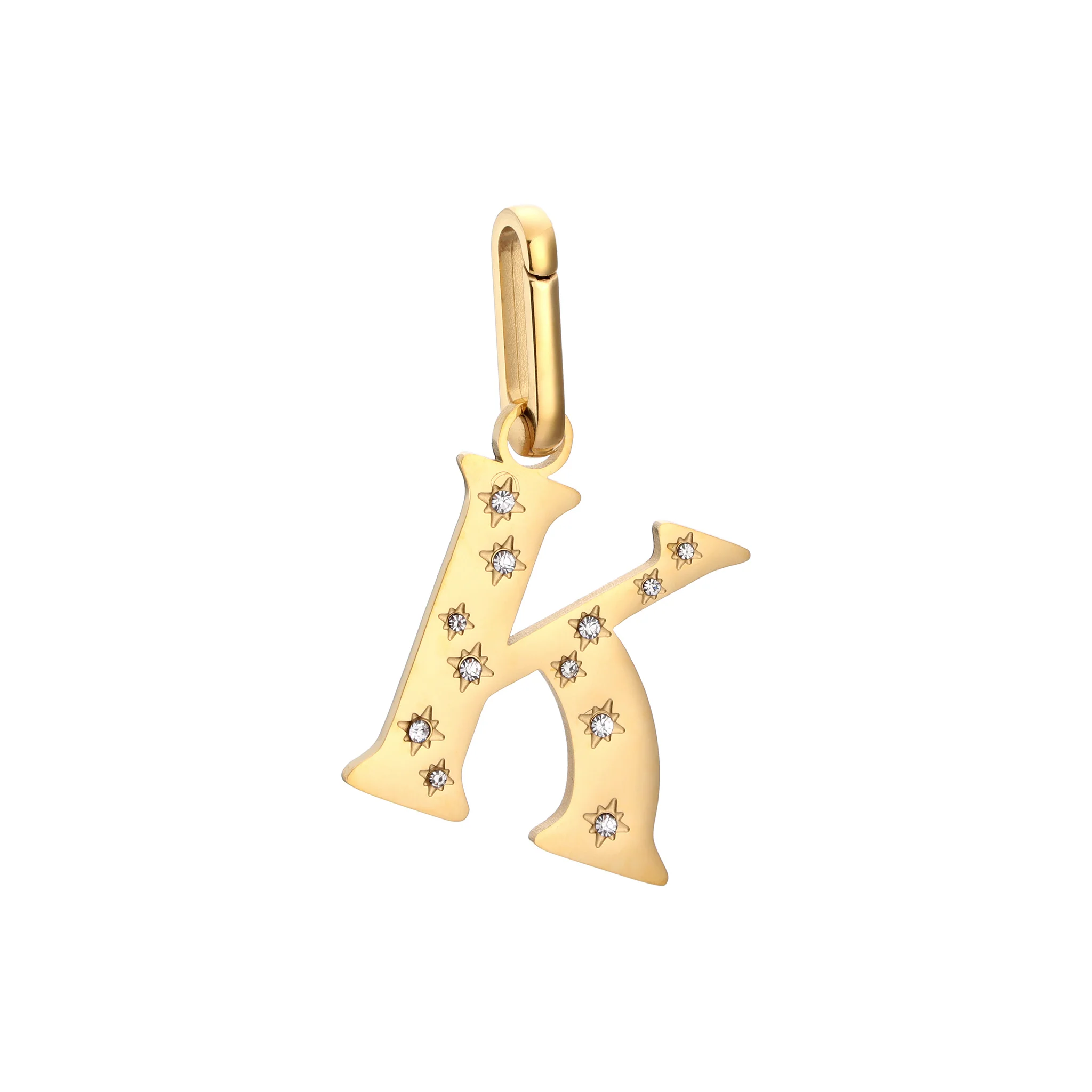 K Minnie Gold Crystal Star Letter Charm