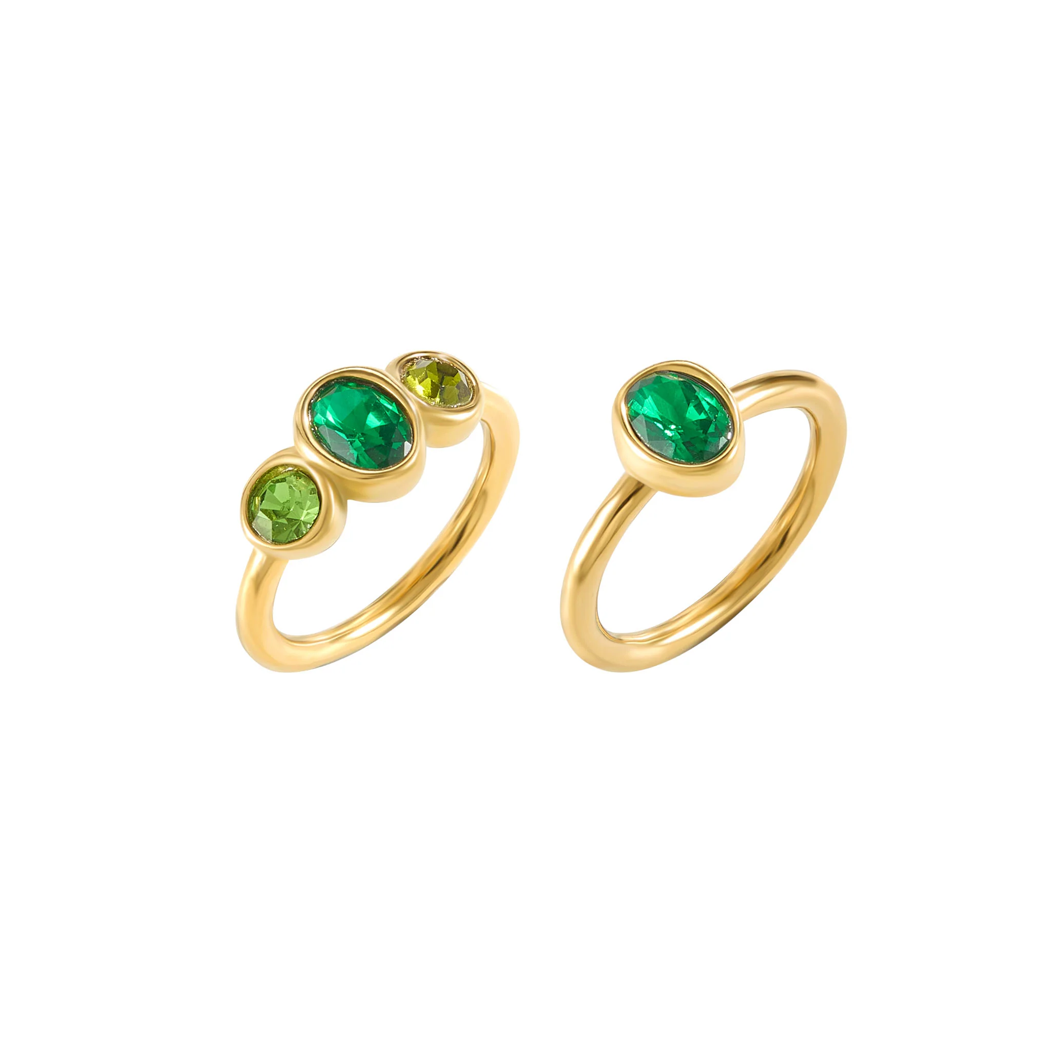 Kate Gold Green Double Stack Ring