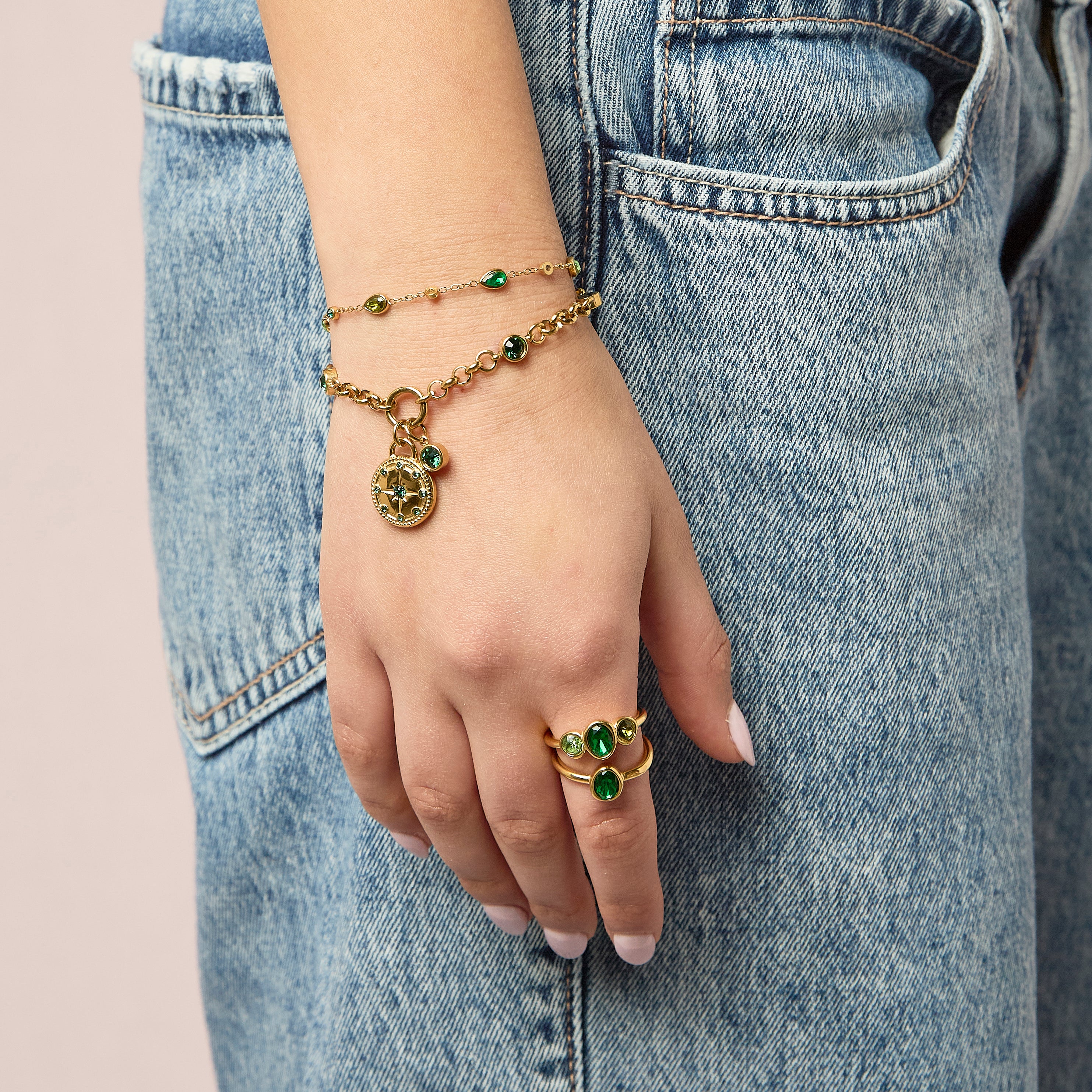 Beatrice Gold Green Bracelet - Image 3