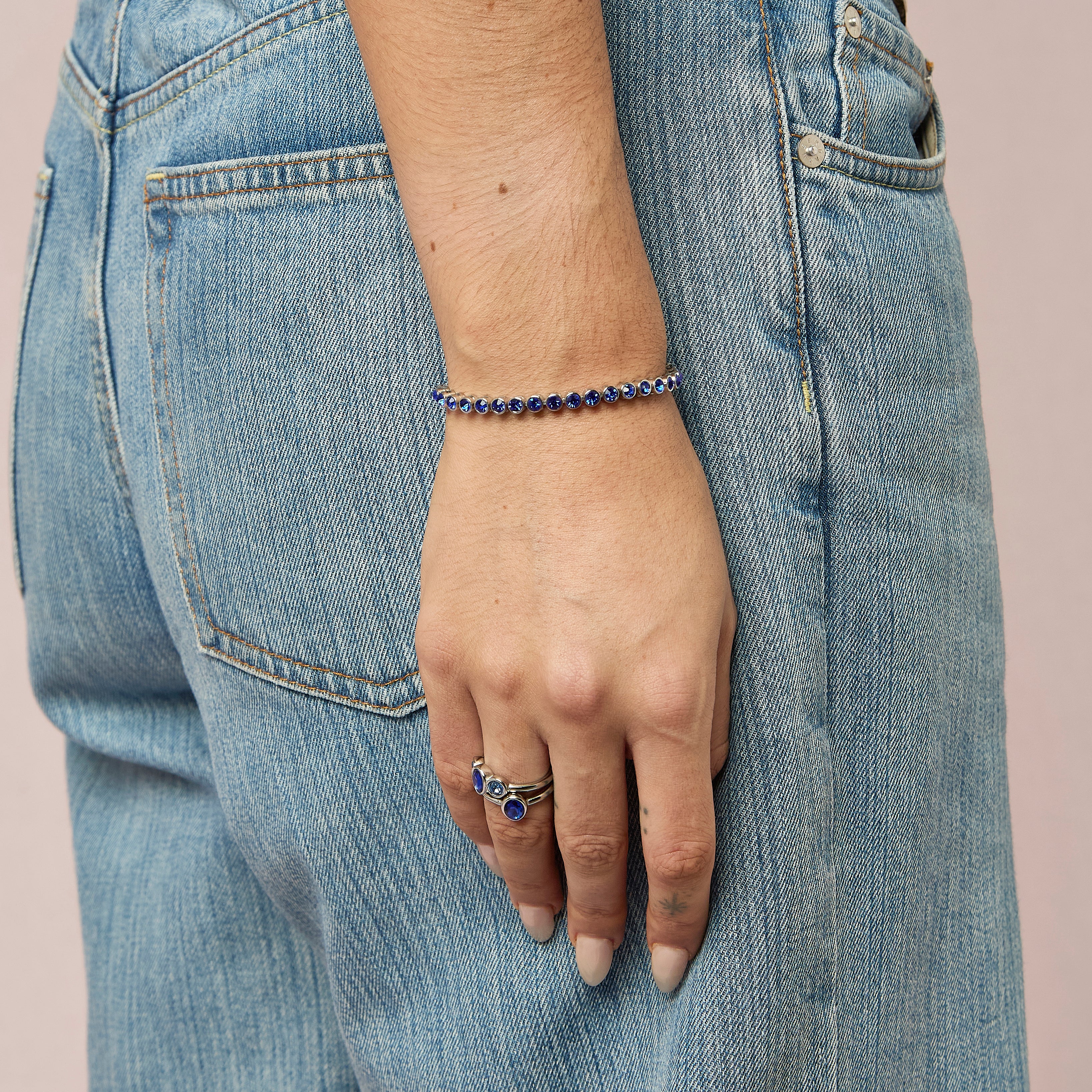 Kate Silver Blue Double Stack Ring - Image 3
