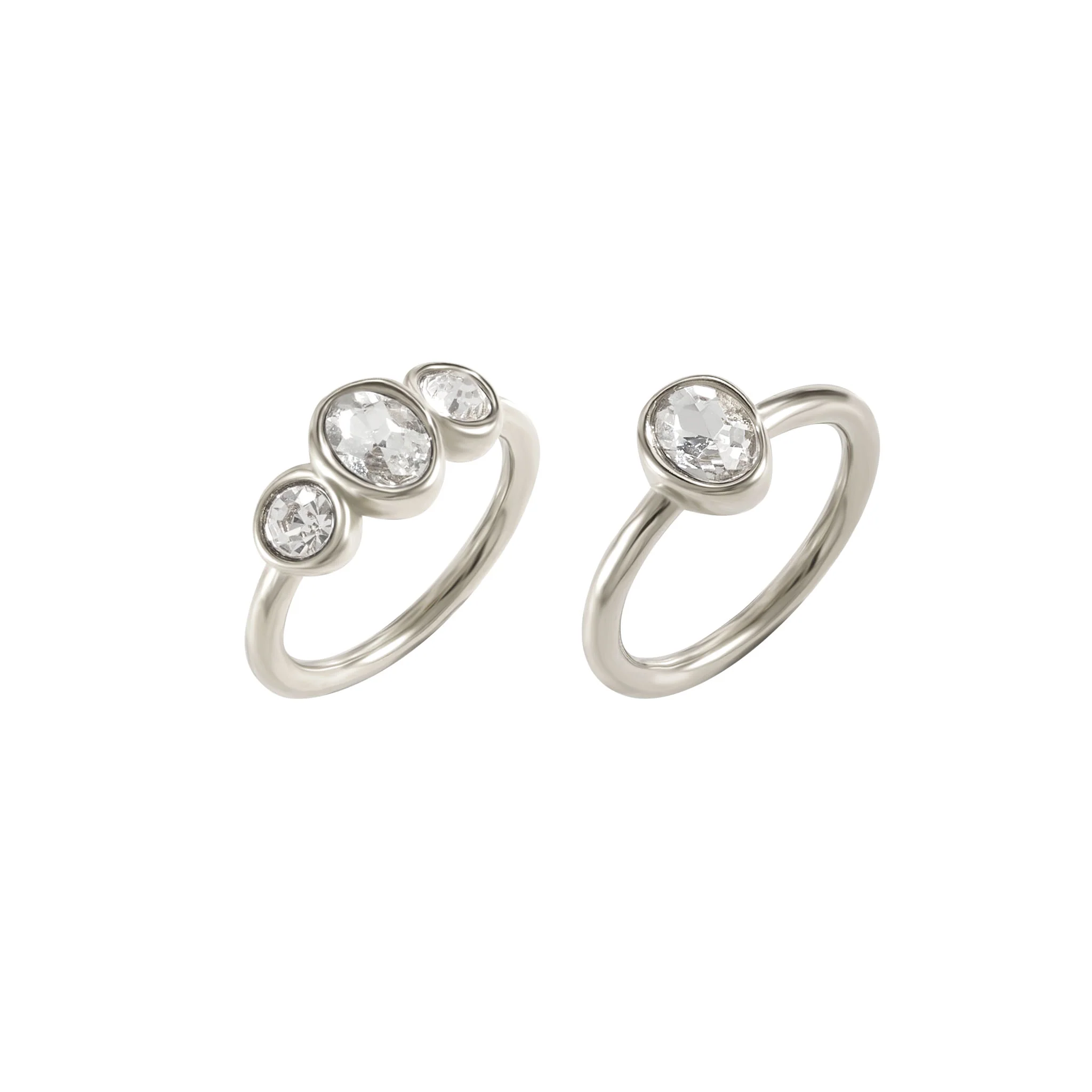 Kate Silver Crystal Double Stack Ring