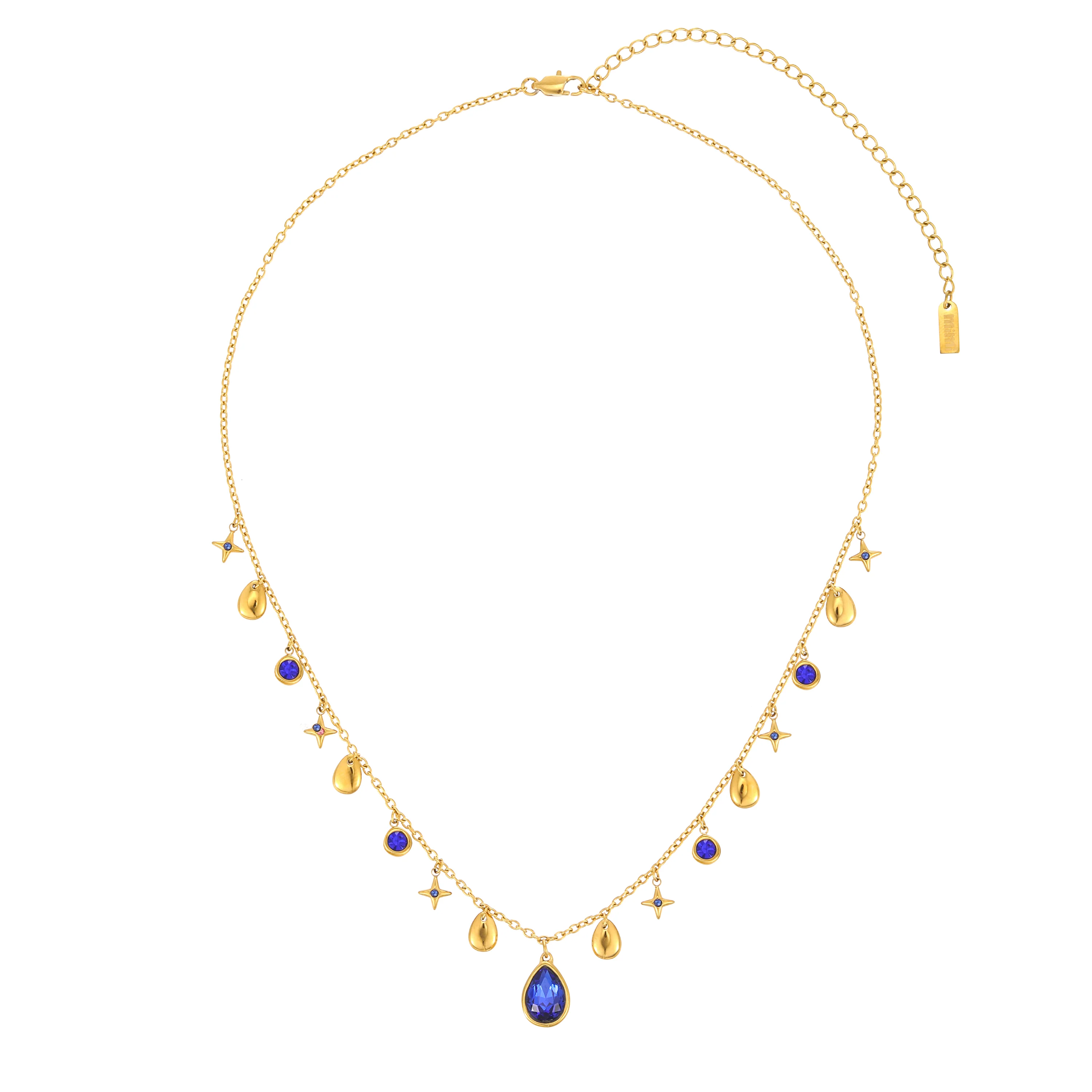 Kezia Gold Blue Star Stacking Necklace