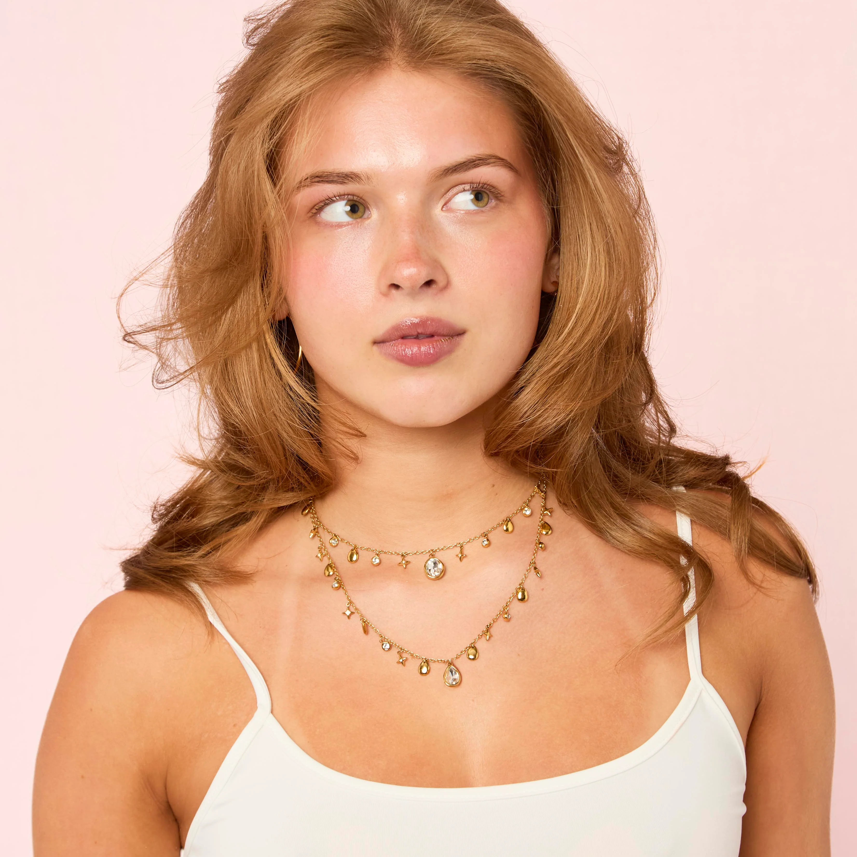 Florence Gold Crystal Star Stacking Necklace - Image 2