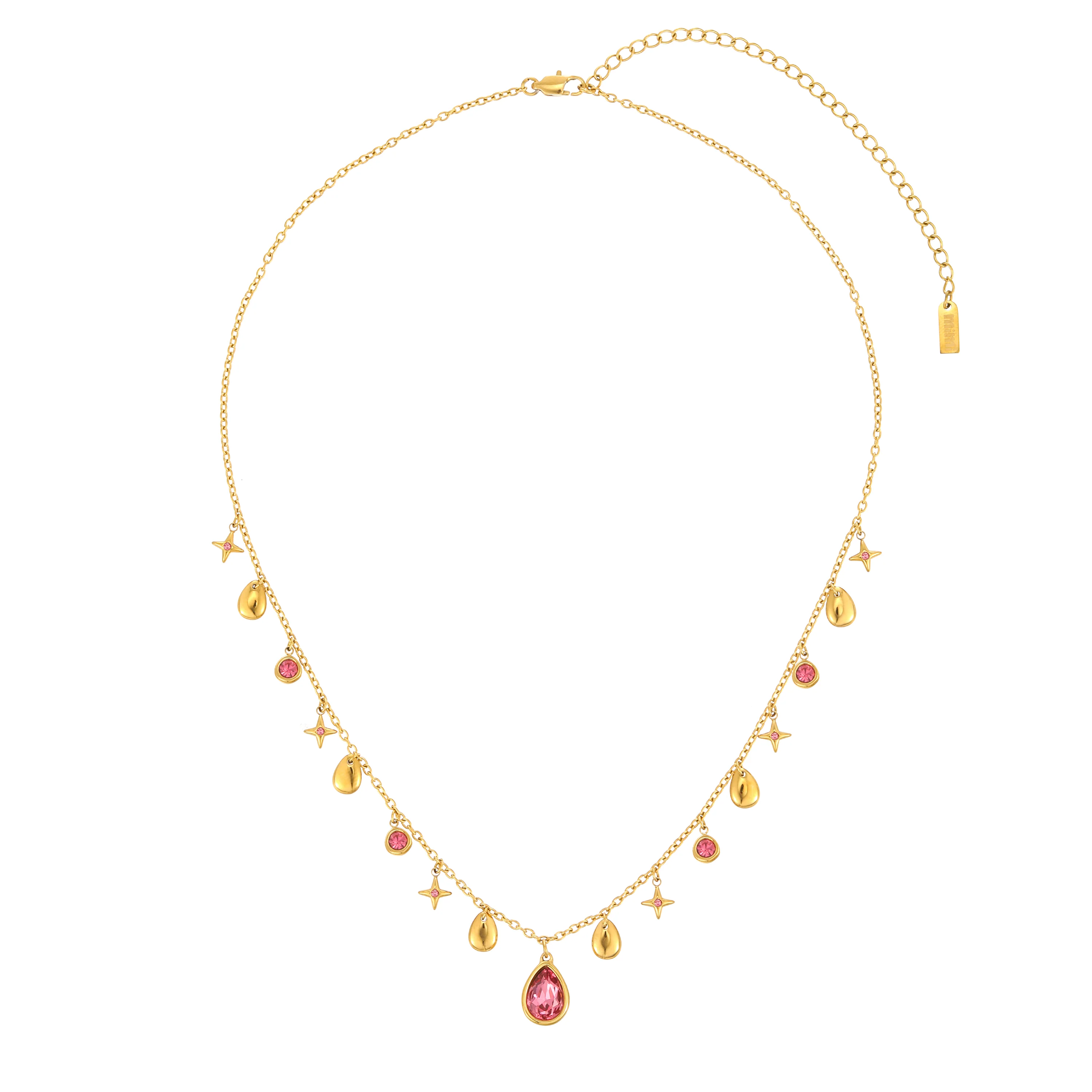 Kezia Gold Pink Star Stacking Necklace