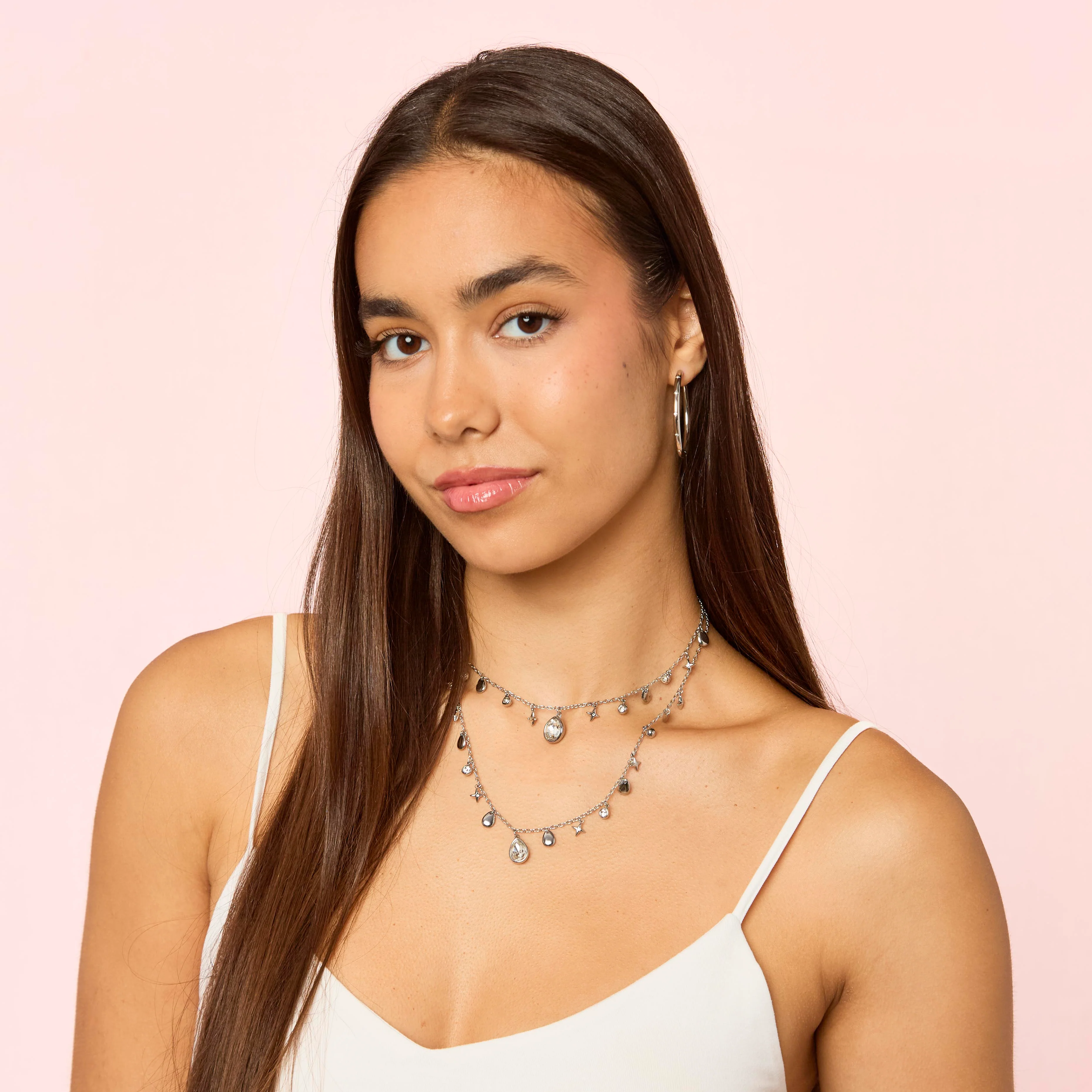 Kezia Silver Crystal Star Stacking Necklace - Image 2