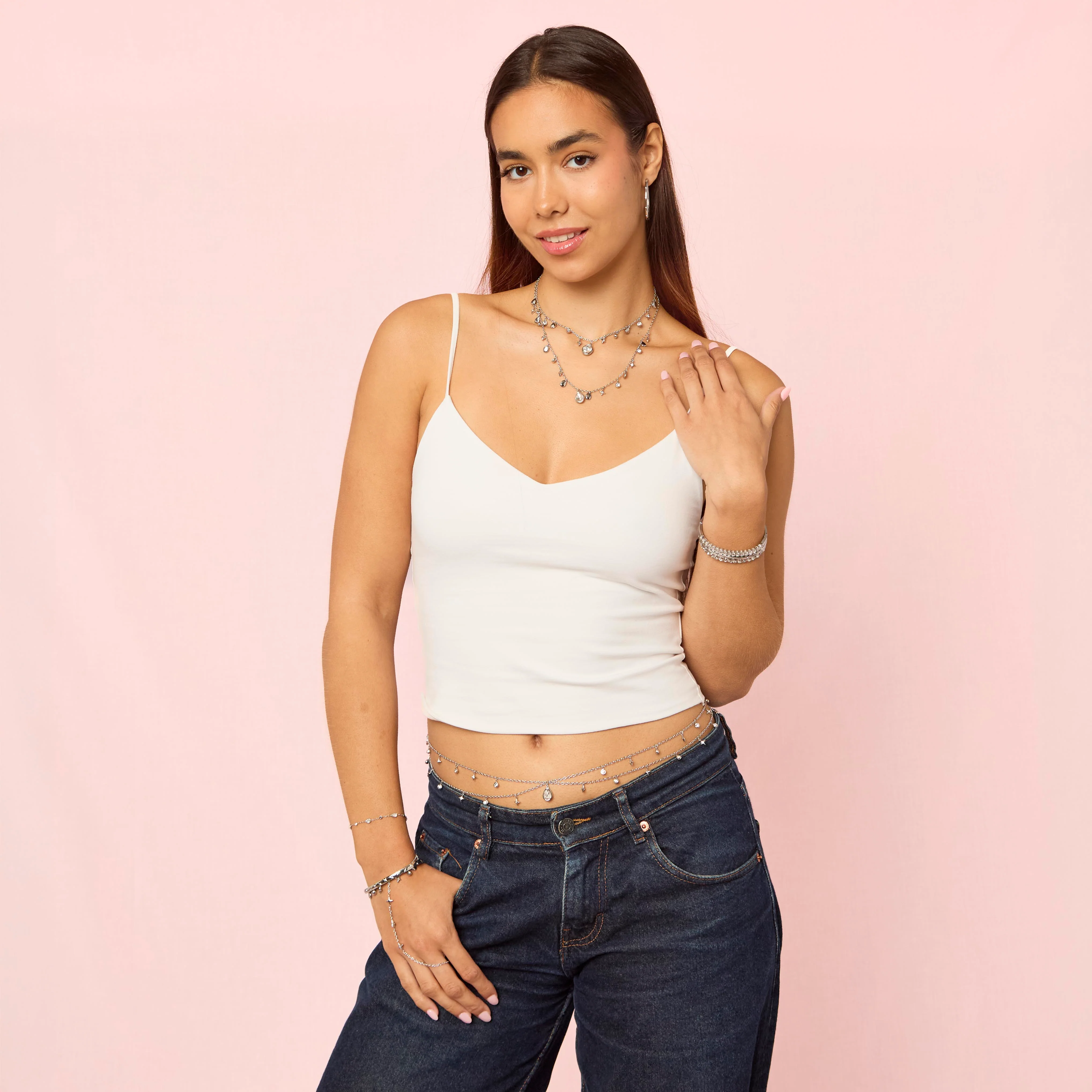 Kezia Silver Crystal Star Stacking Necklace - Image 3