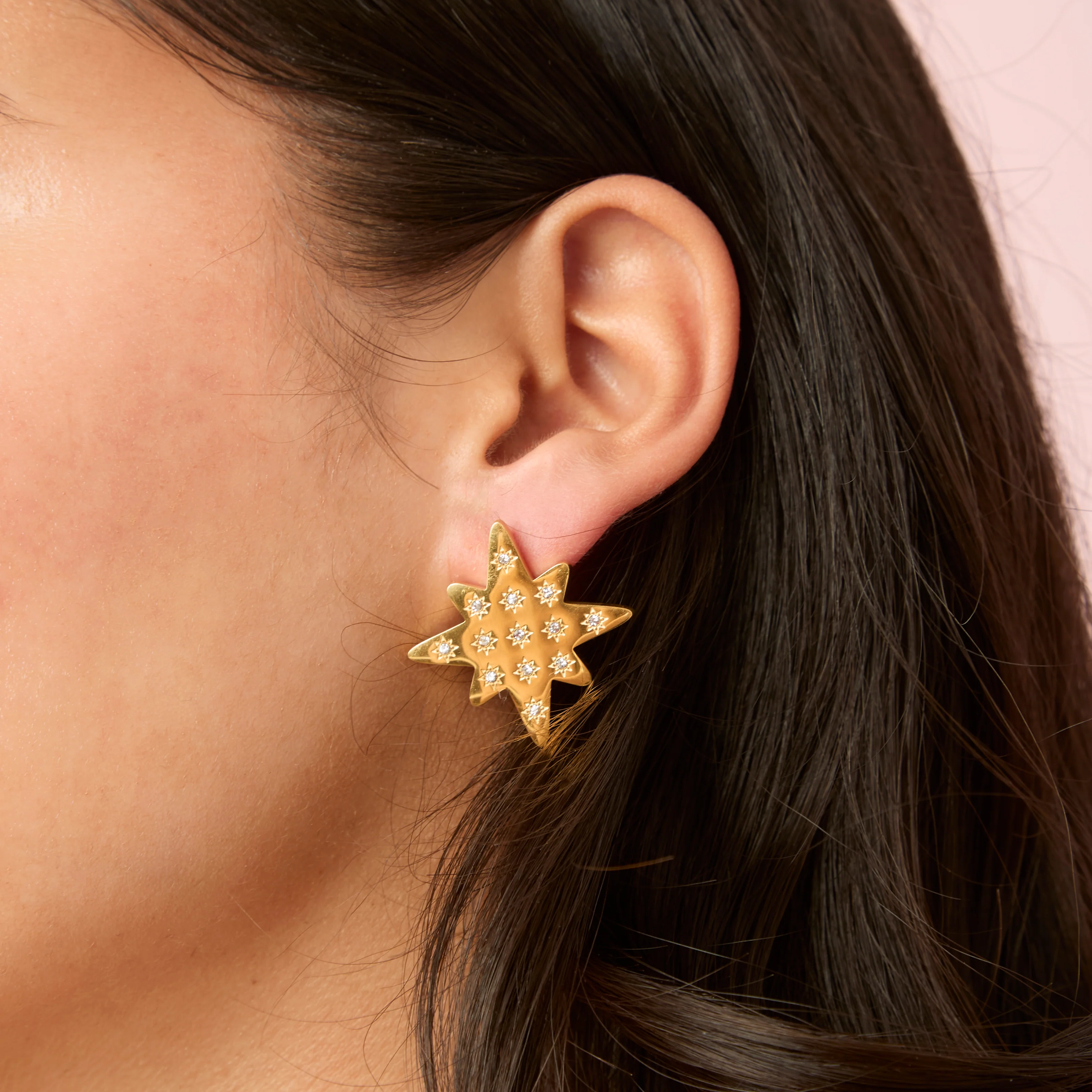 Kiki Gold Crystal Star Stud Earrings - Image 2