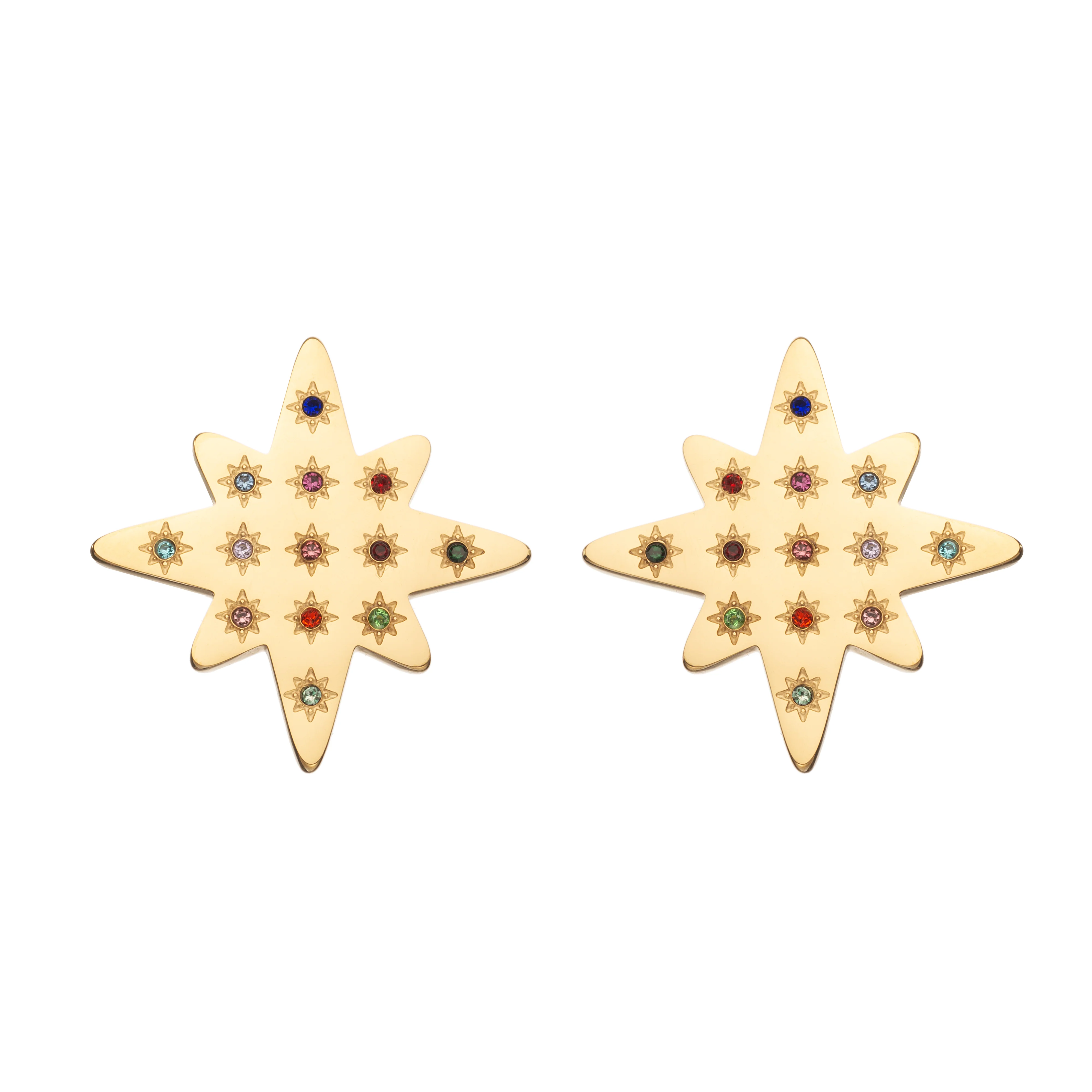 Kiki Gold Rainbow Star Stud Earrings
