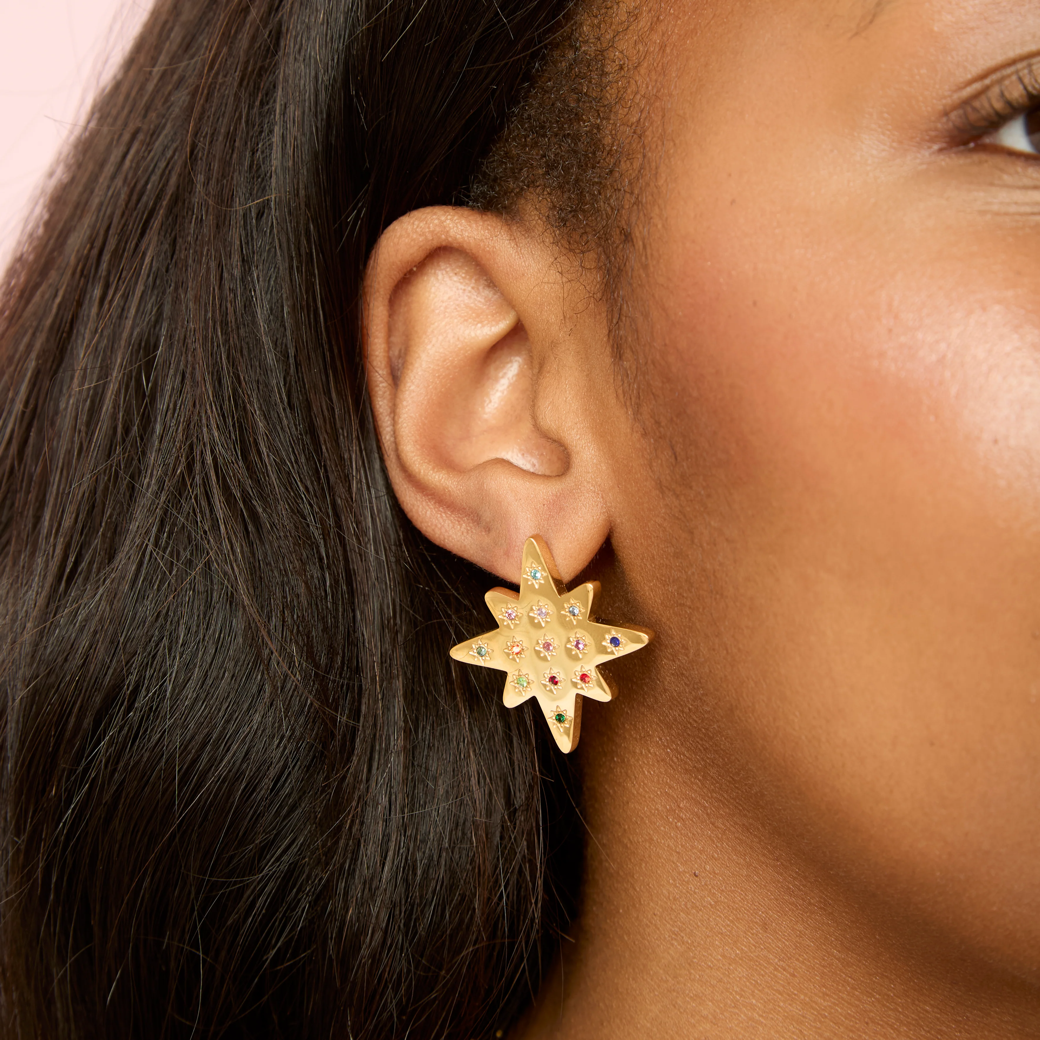 Kiki Gold Rainbow Star Stud Earrings - Image 2