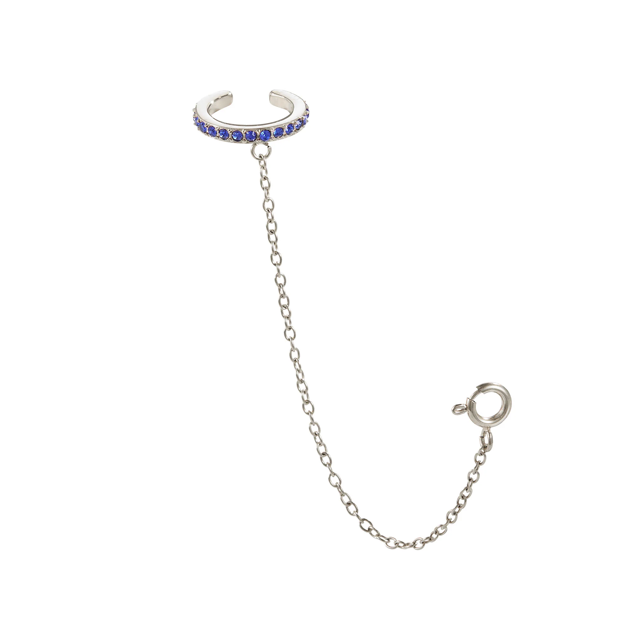 Kitty Silver Blue Dainty Cuff & Ear Chain