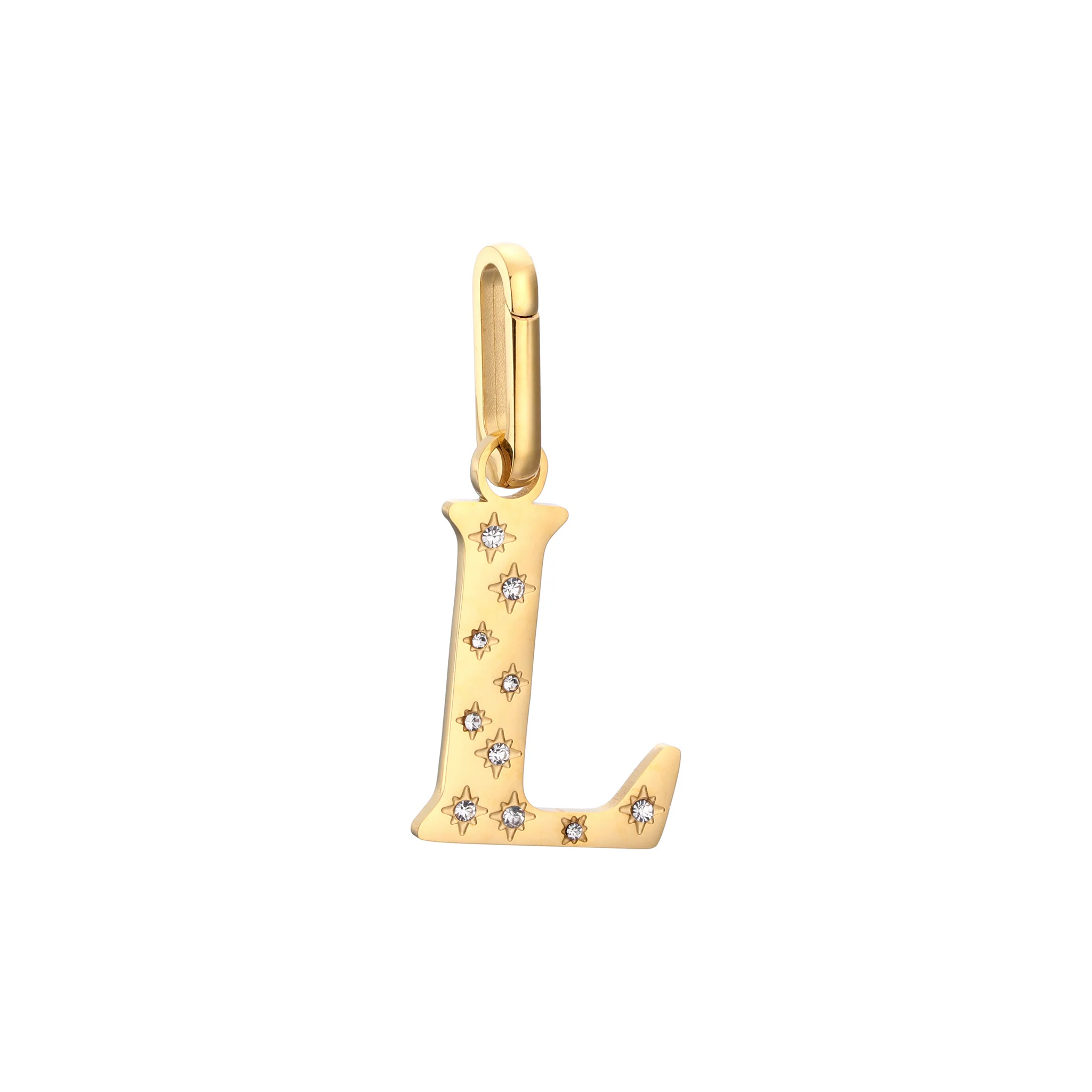 L Minnie Gold Crystal Star Letter Charm