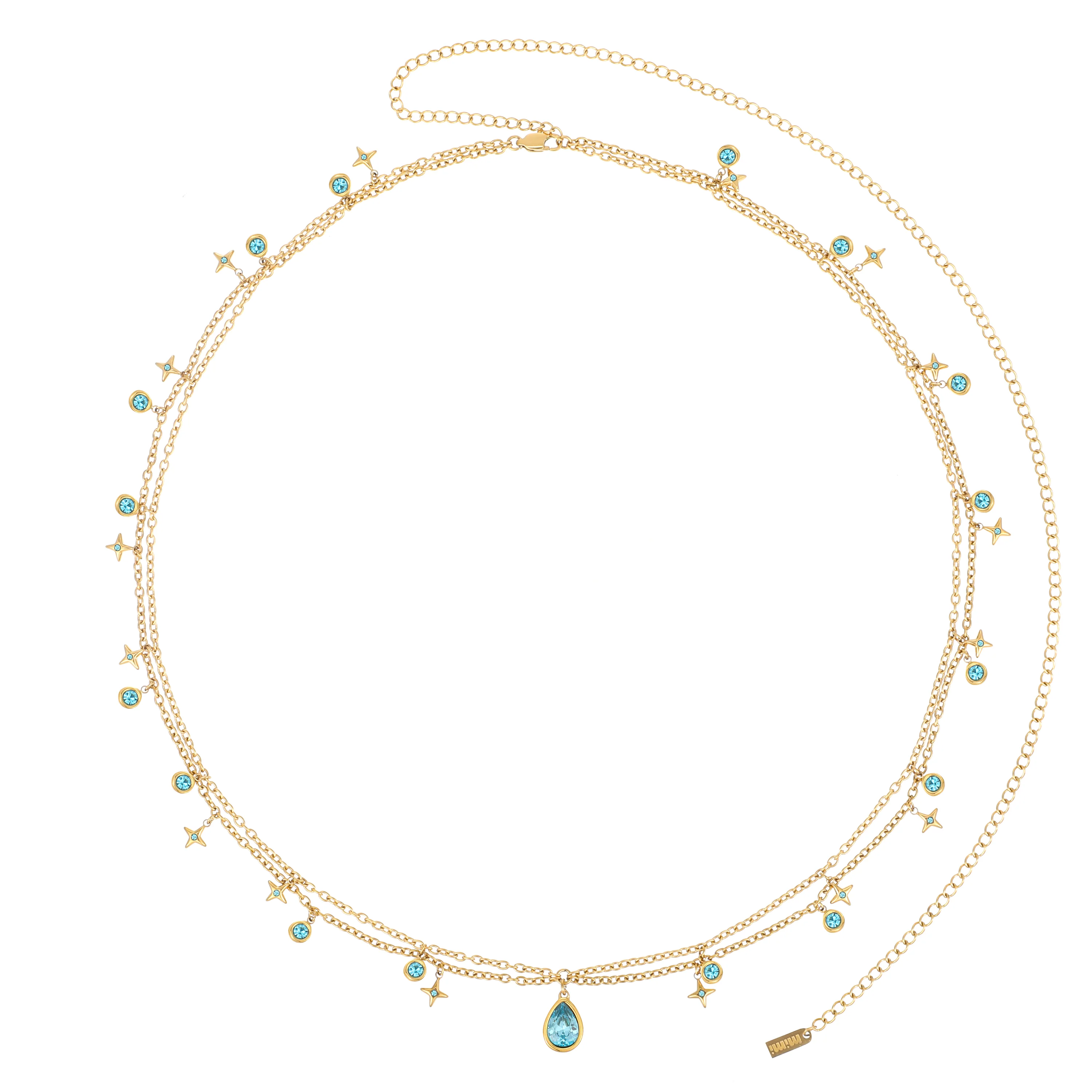 Lara Gold Turquoise Double Star Stacking Belly Chain