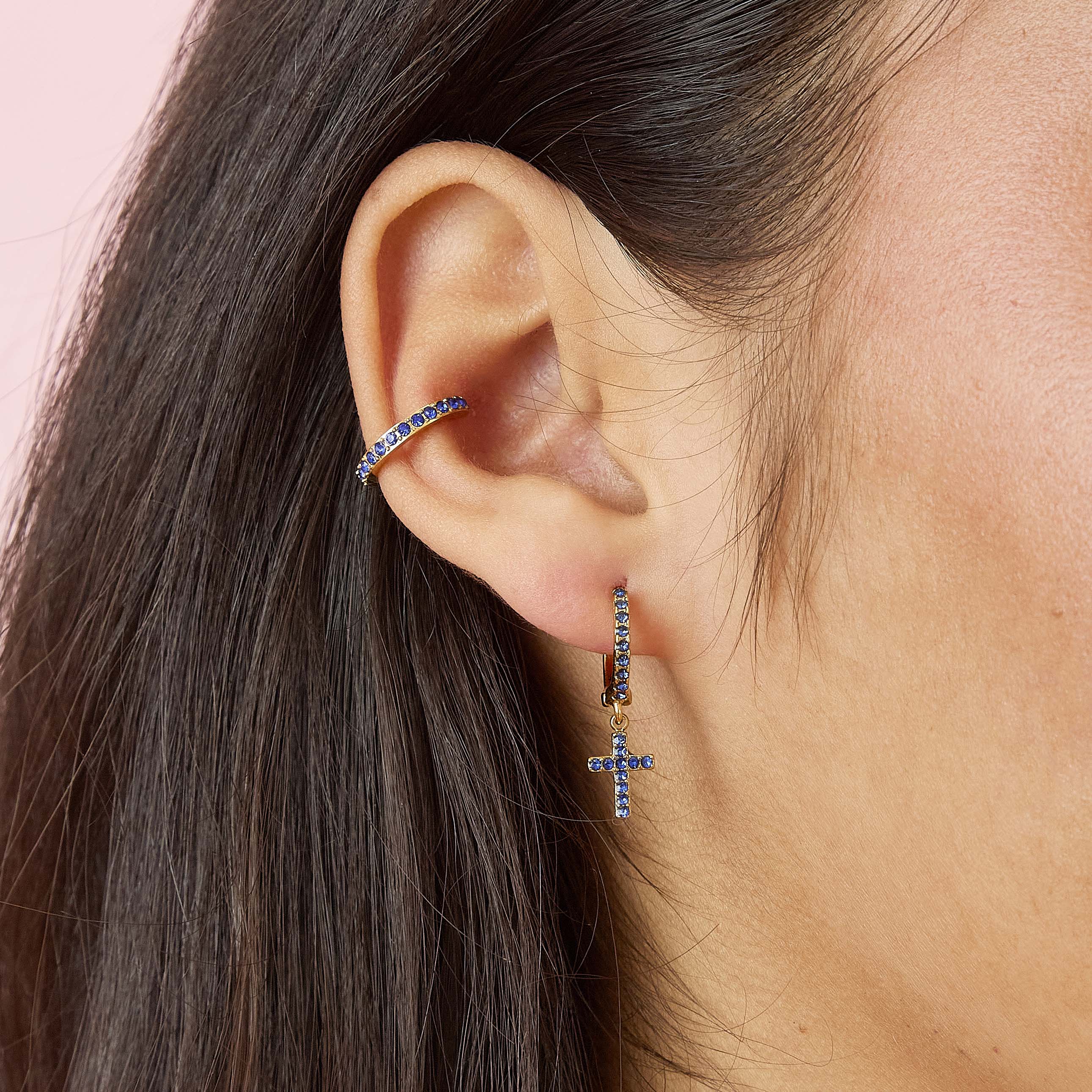 Lily Gold Blue Dainty Ear Cuff - Image 2