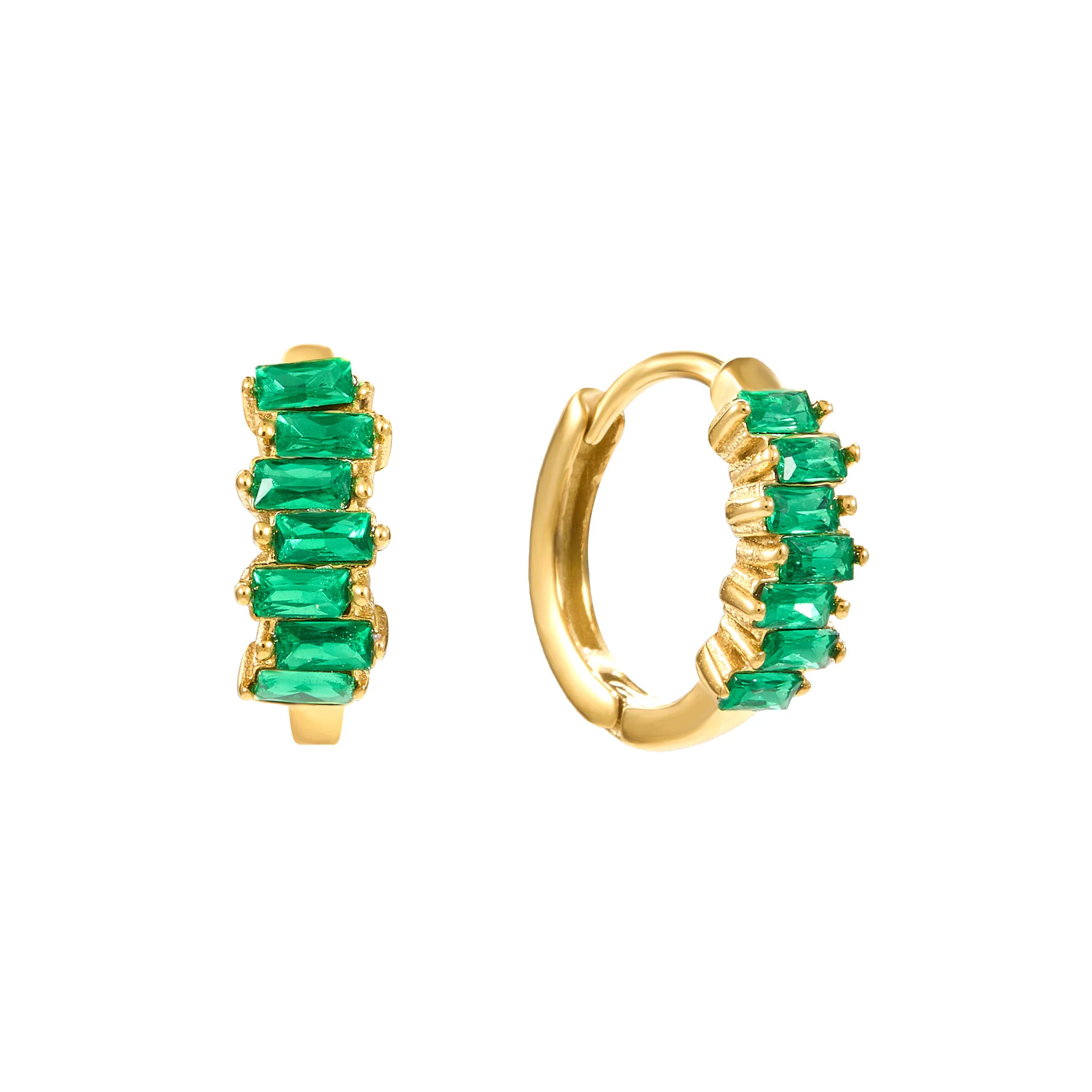 Lola Gold Green Huggie Earrings
