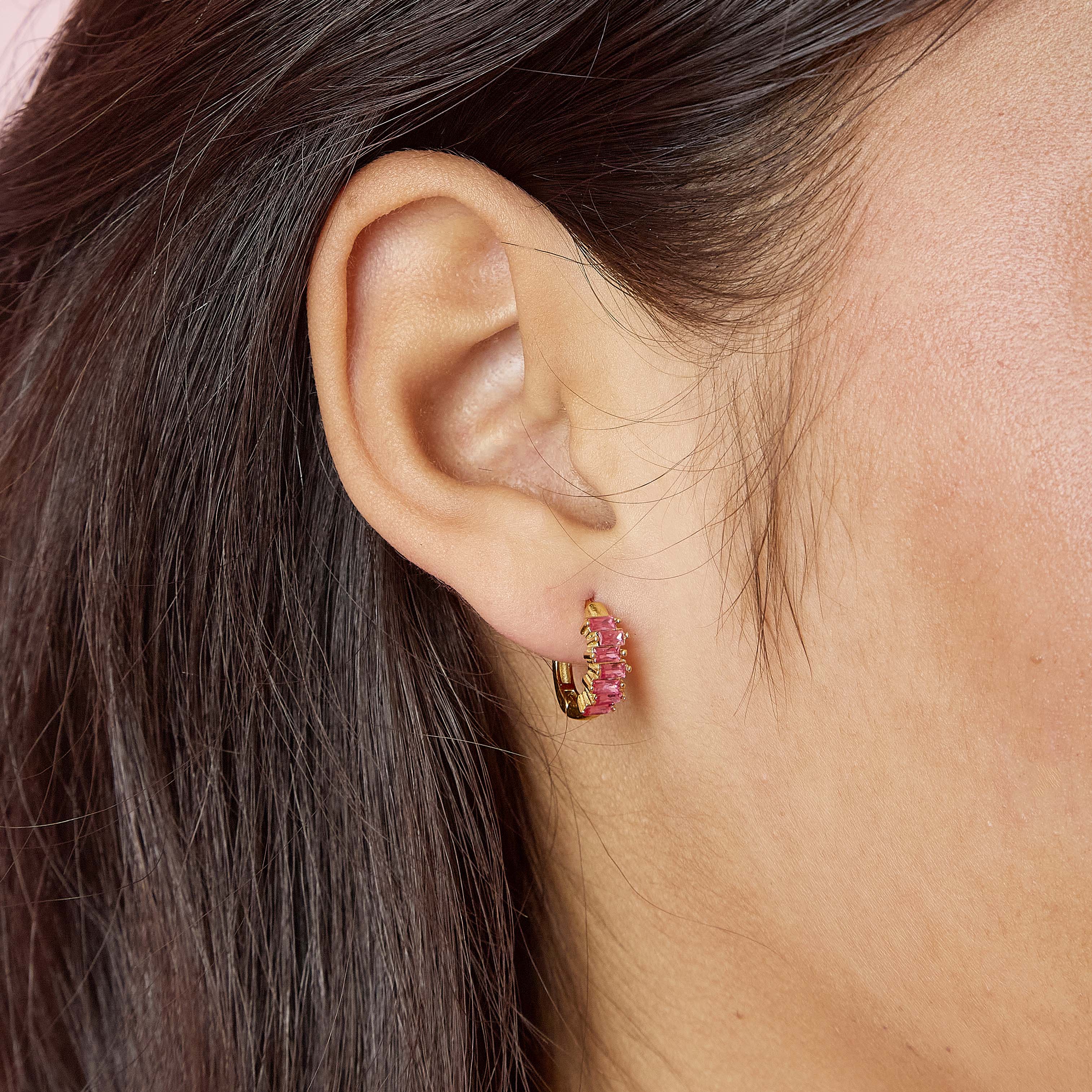 Lola Pink Huggie Earrings - Image 2