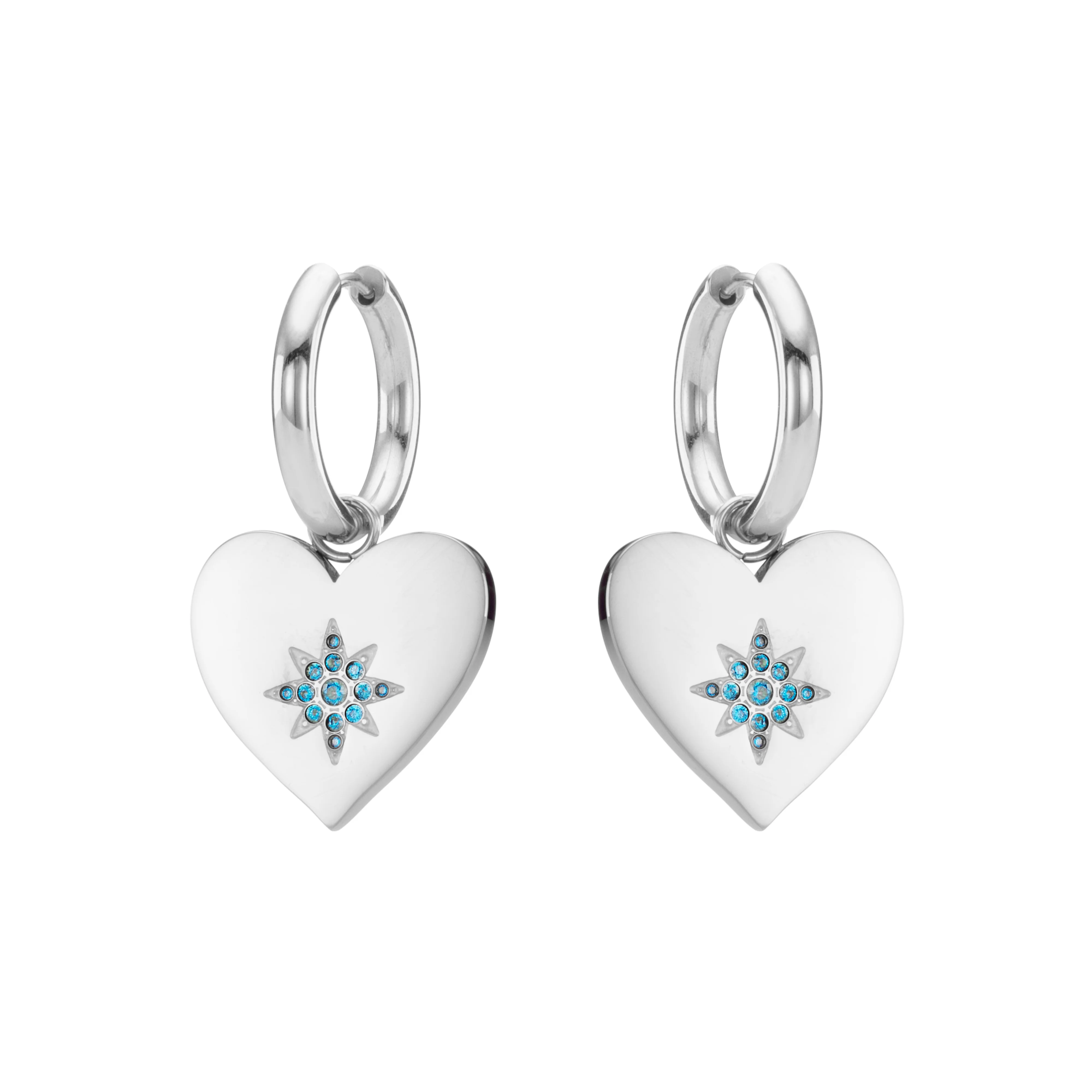 Lucinda Silver Turquoise Chunky Heart Hoop Earrings