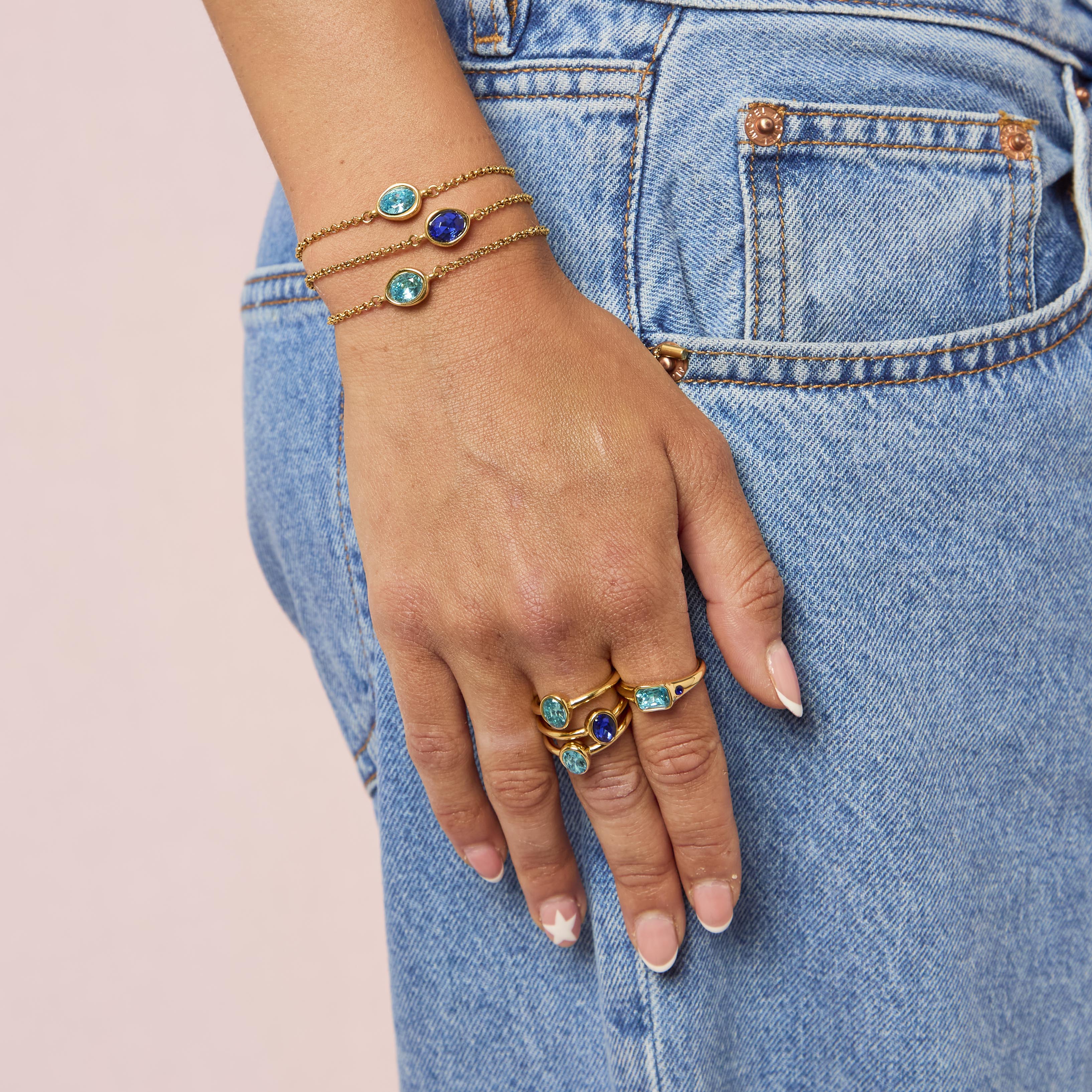 Lucy Gold Turquoise Simple Signet Stone Ring - Image 3