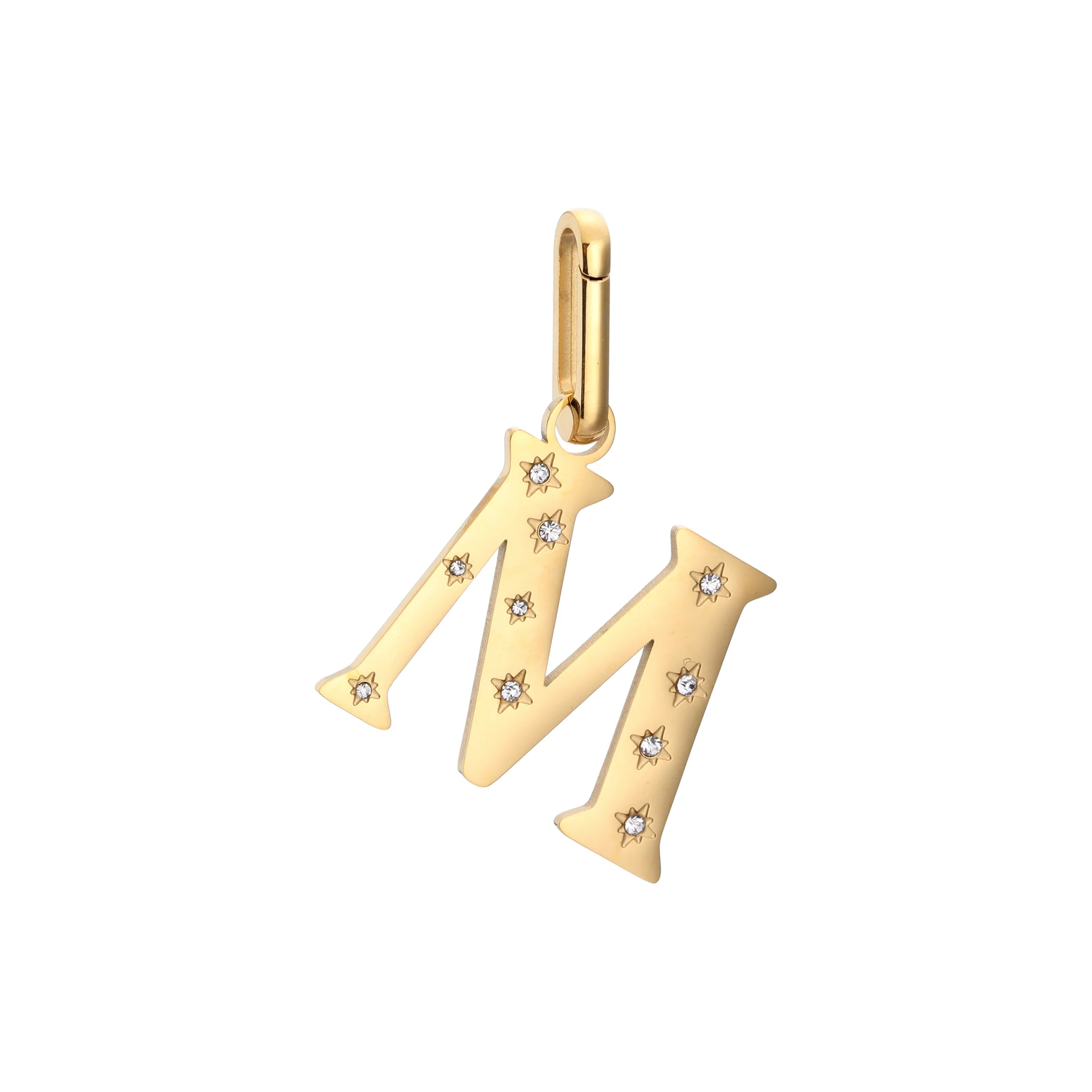M Minnie Gold Crystal Star Letter Charm